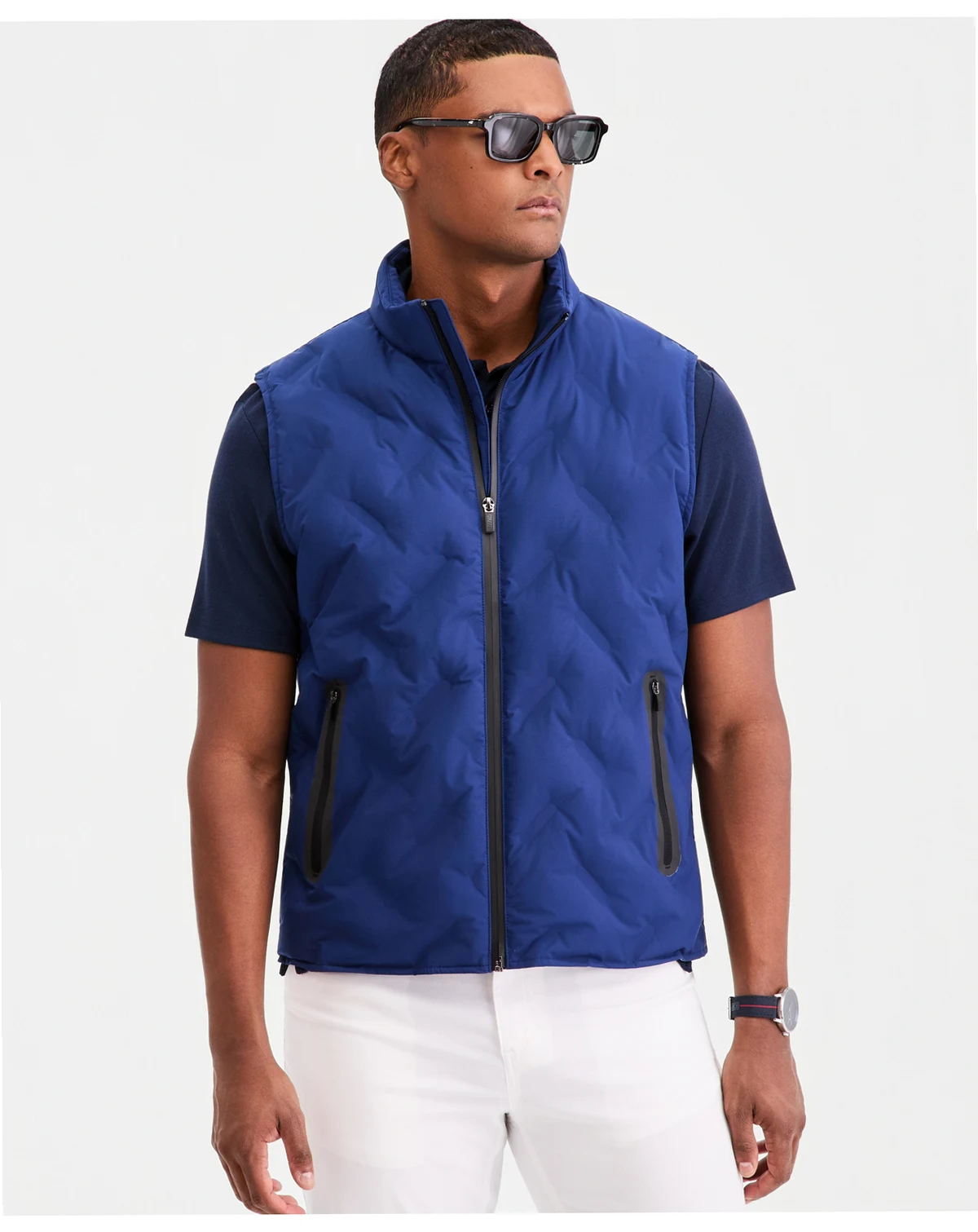 Men's Welded Alfatech Contrast-Trim Full-Zip Vest, Macy's Exclusive