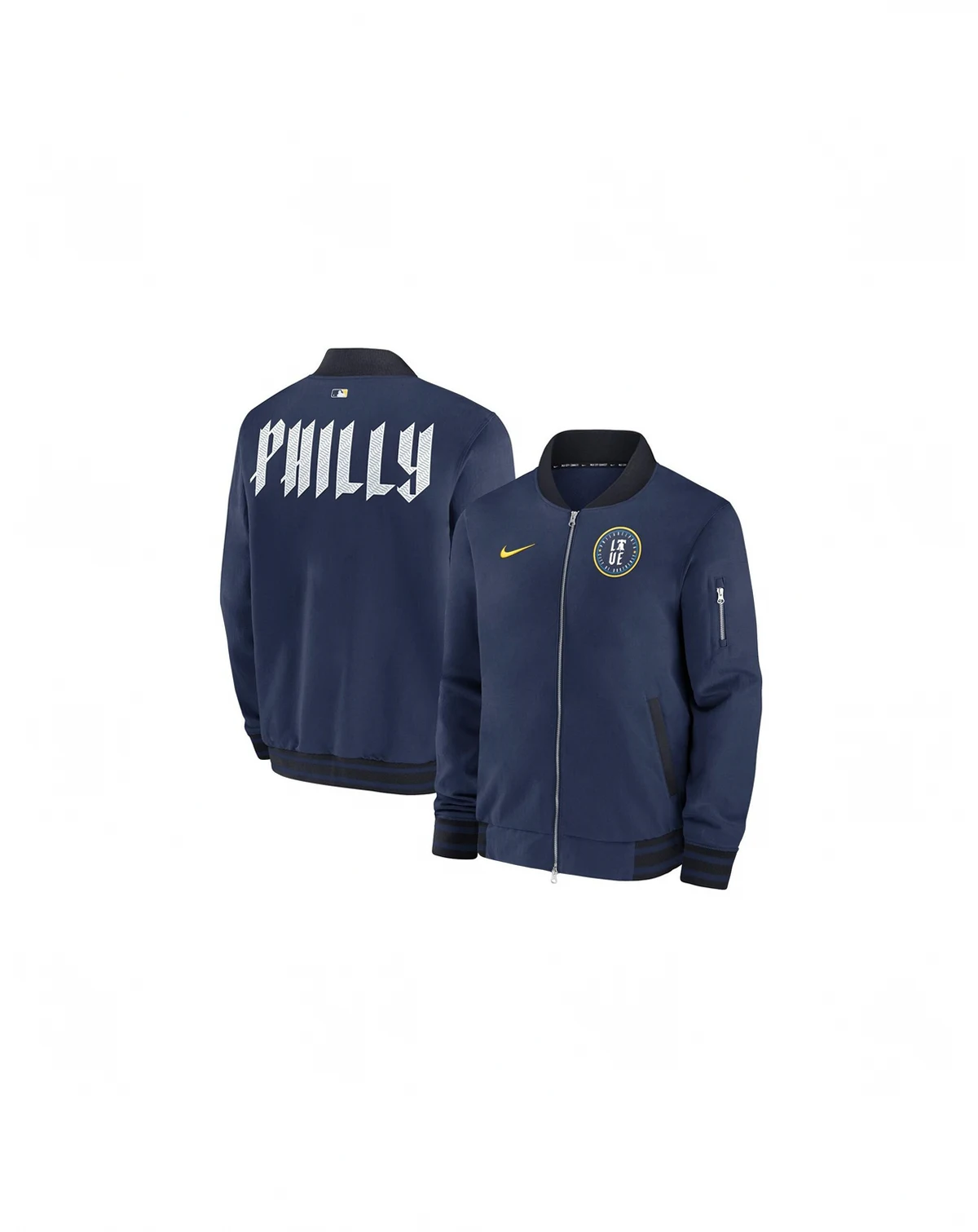 Men's Navy Philadelphia Phillies 2024 City Connect Authentic Collection Game Time Full-Zip Bomber Jacket