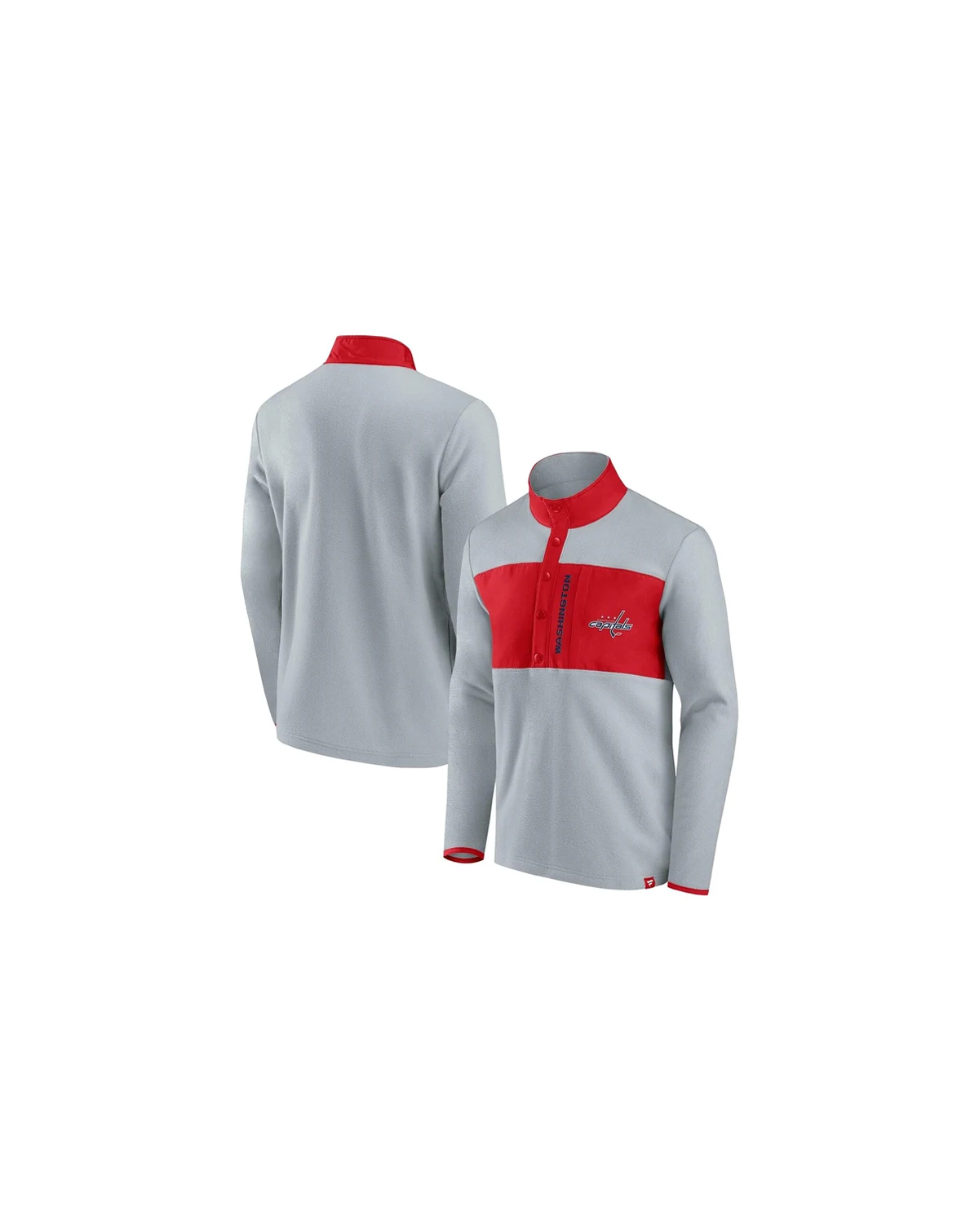 Men's Gray, Red Washington Capitals Omni Polar Fleece Quarter-Snap Jacket