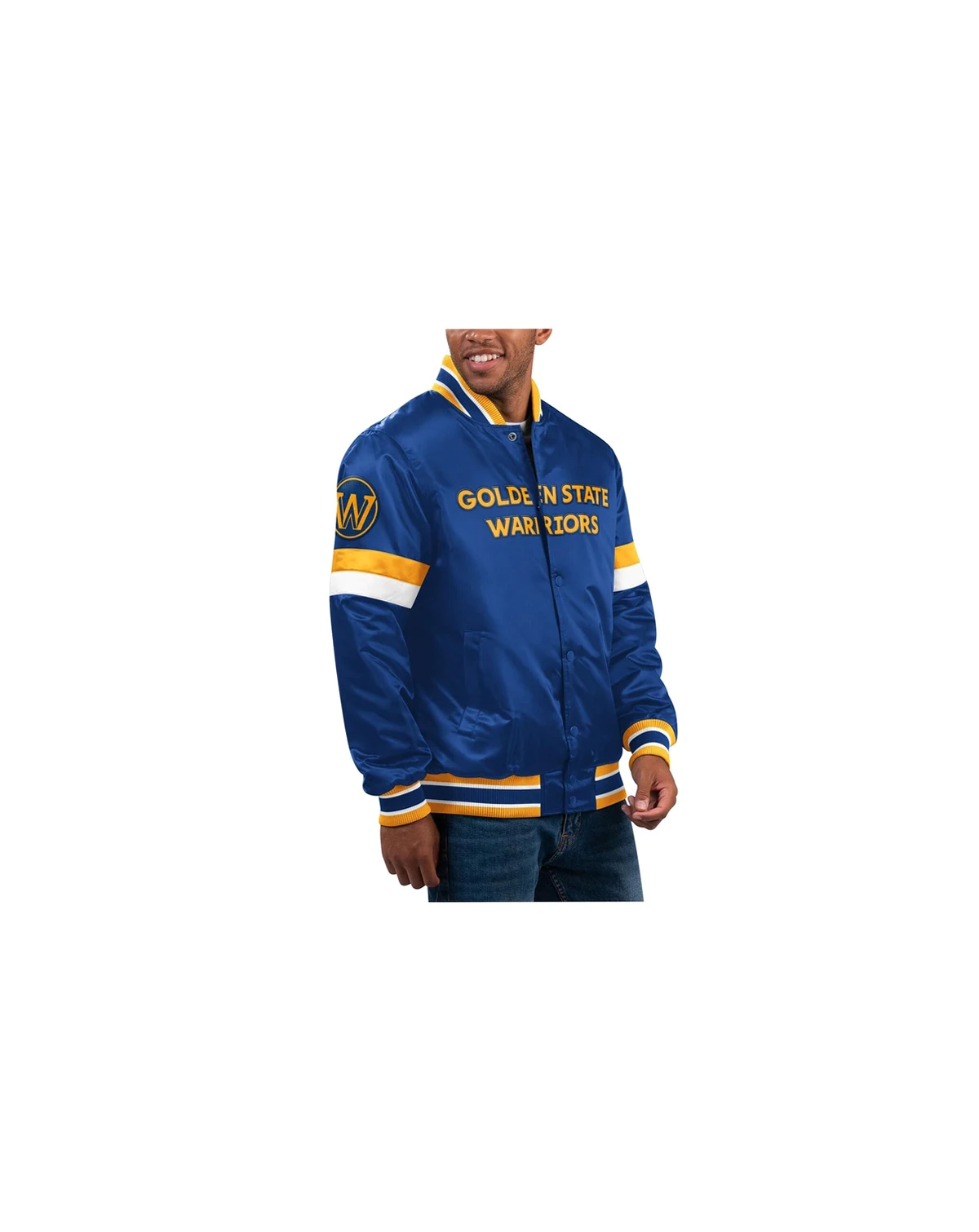 Men's Royal Golden State Warriors Home Game Satin Full-Snap Varsity Jacket