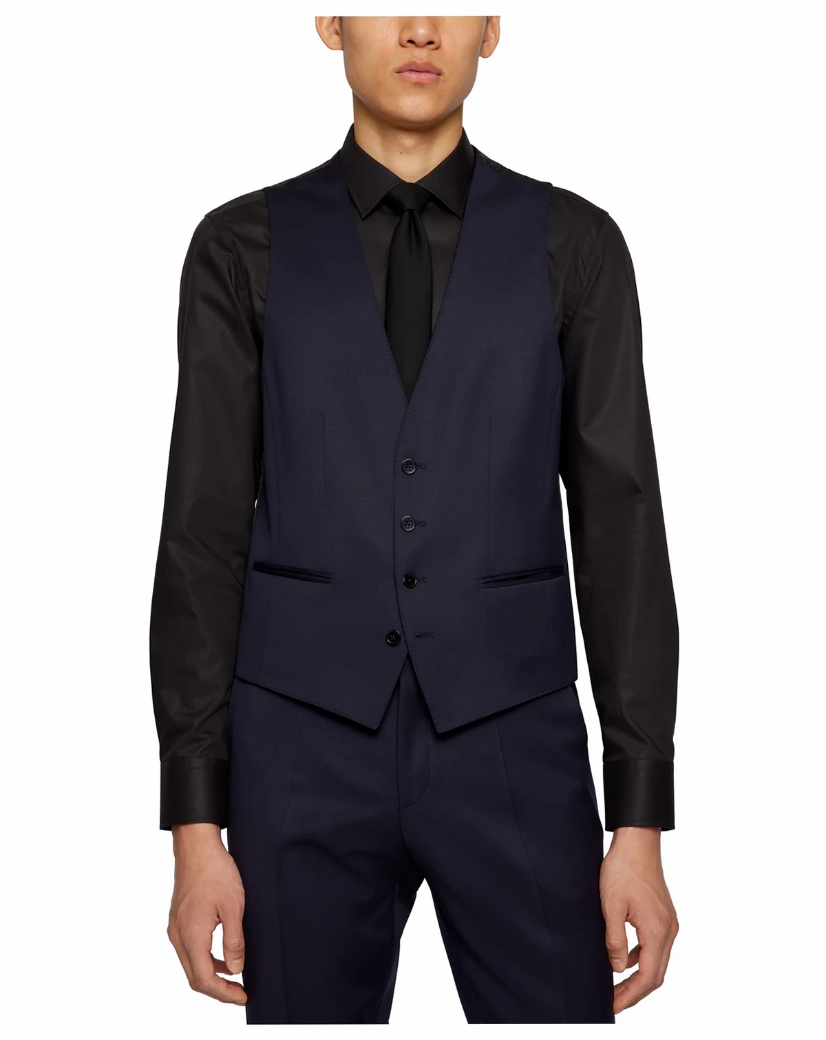 BOSS by Men's Virgin-Wool Serge Slim-Fit Vest