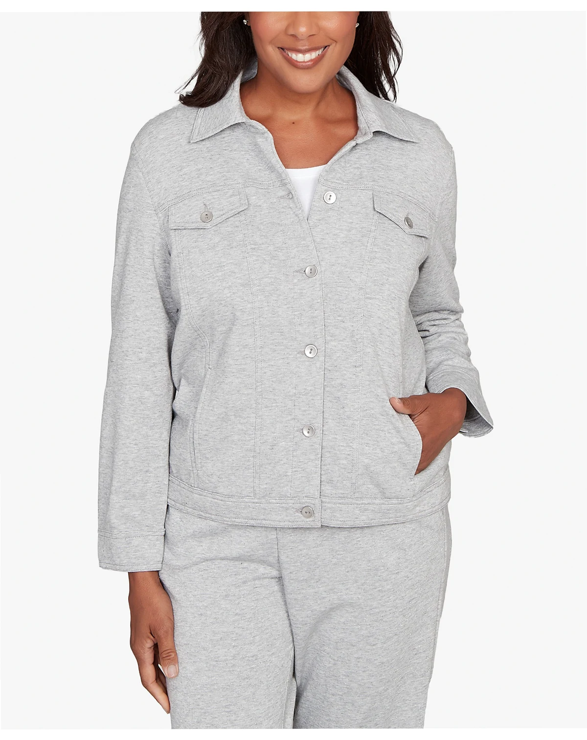 Women's Casual Vibe Shimmer Collared Button Jacket