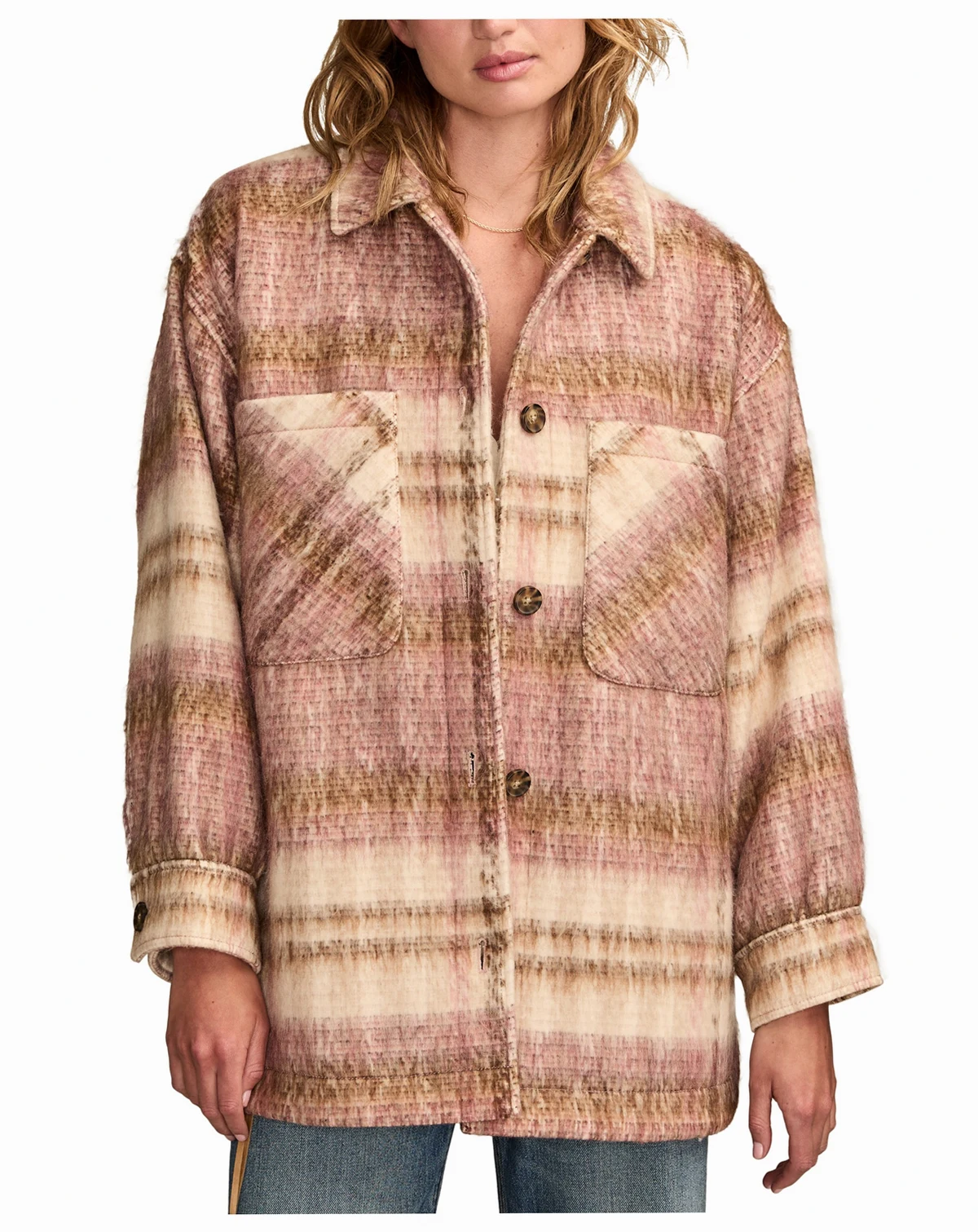 Women's Oversized Plaid Shirt Jacket