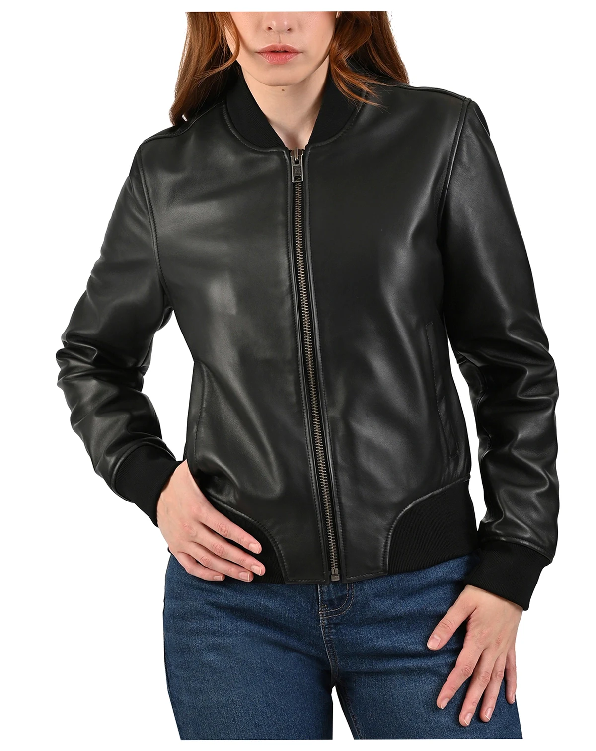 Women's Bomber Lamb Leather Jacket