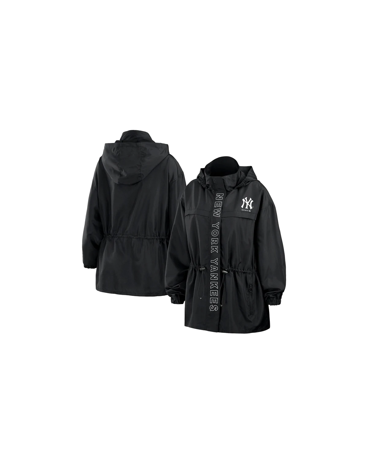 Women's Black New York Yankees Full-Zip Windbreaker Hoodie Jacket