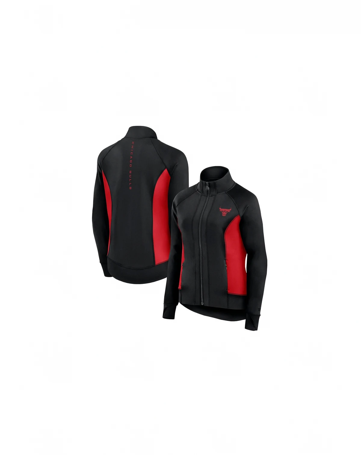 Women's Black Chicago Bulls Studio Fitted Full-Zip Gym Track Jacket