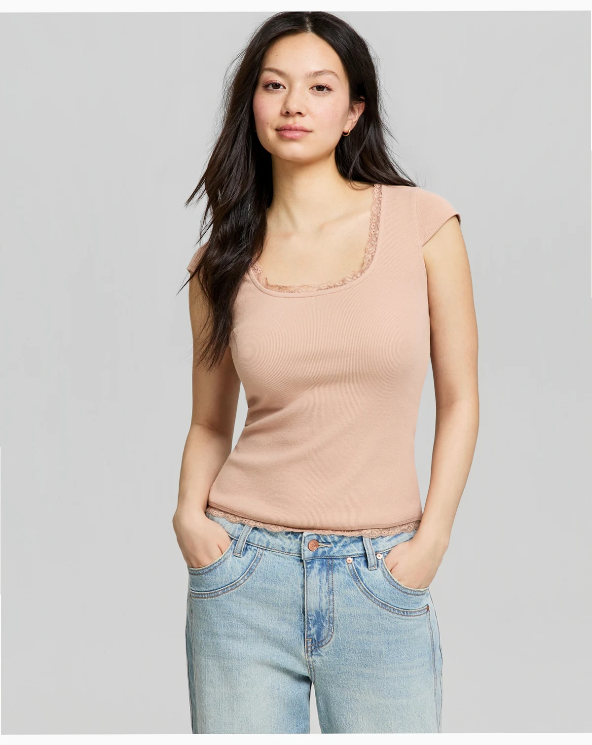 Women's Crocheted-Trim Short-Sleeve T-Shirt, Macy's Exclusive