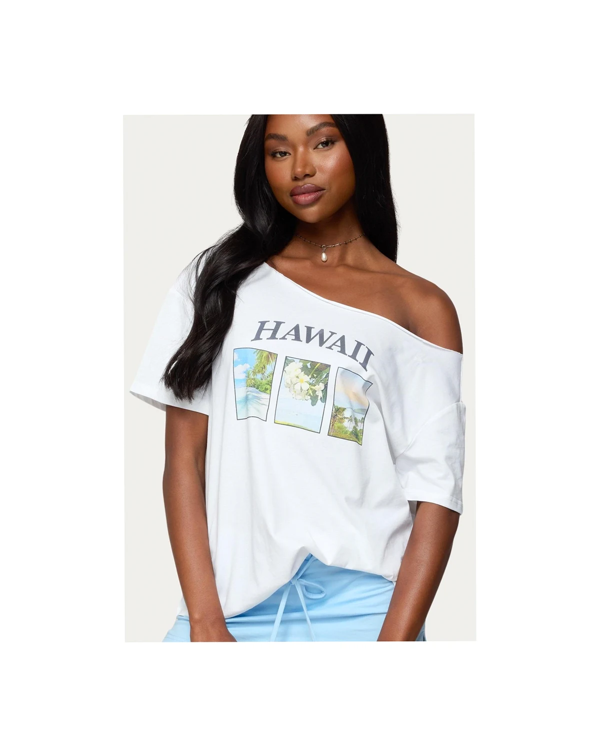 Women's Hawaiian Babe Off Shoulder T Shirt