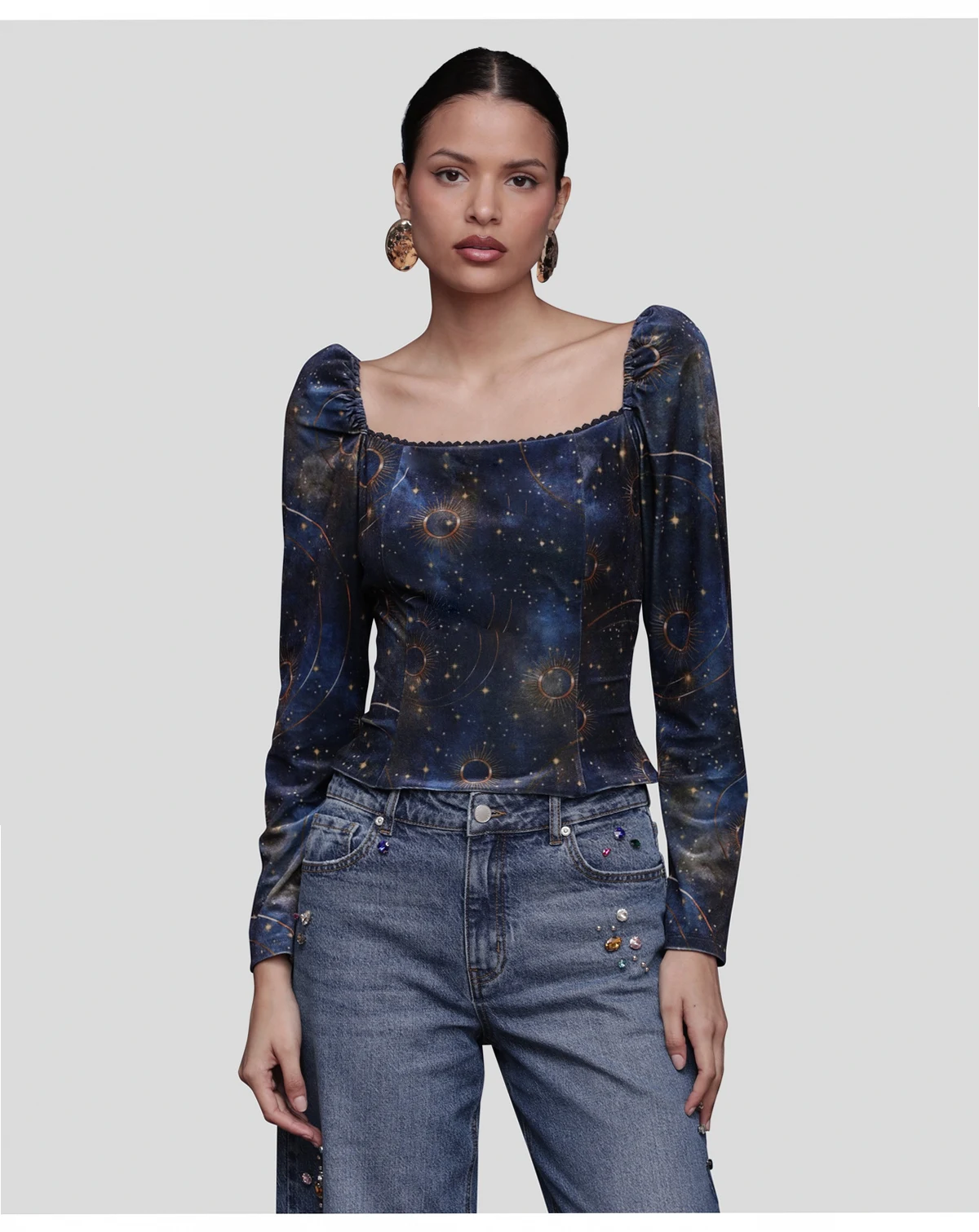 Women's Long Sleeve Velvet Top