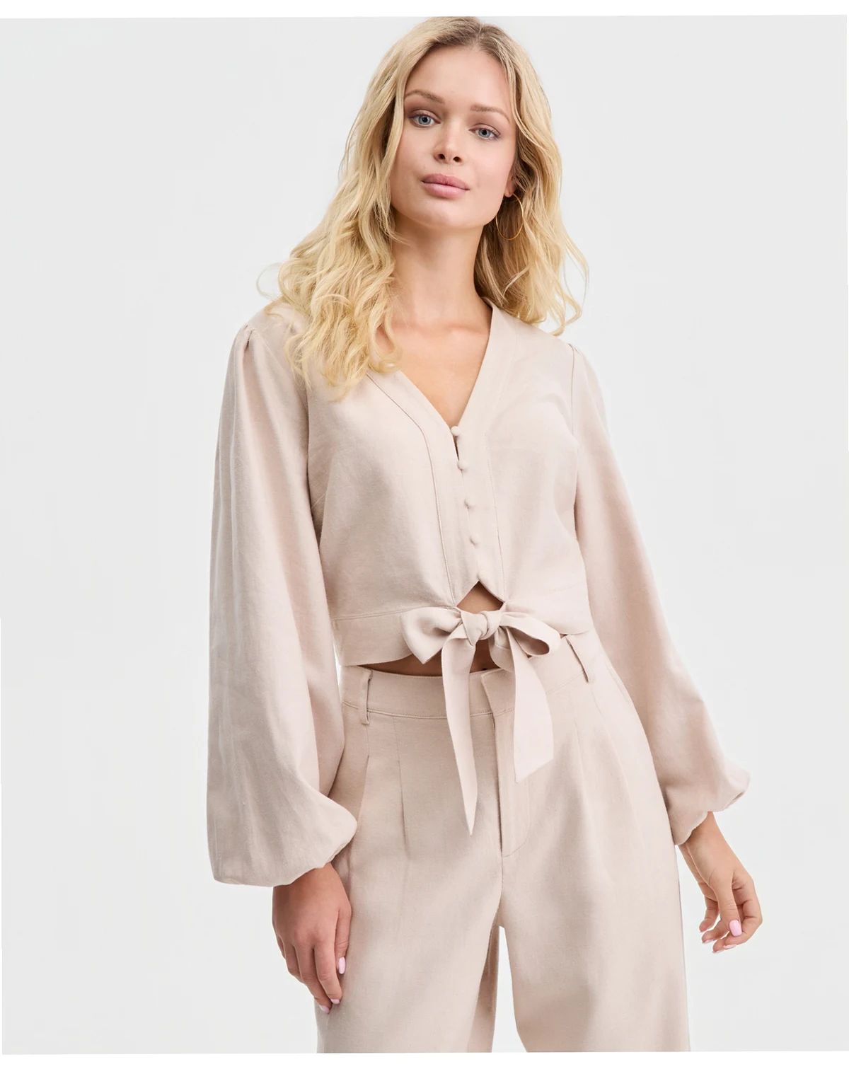 Women's Shirley Linen Tie-Front Blouse