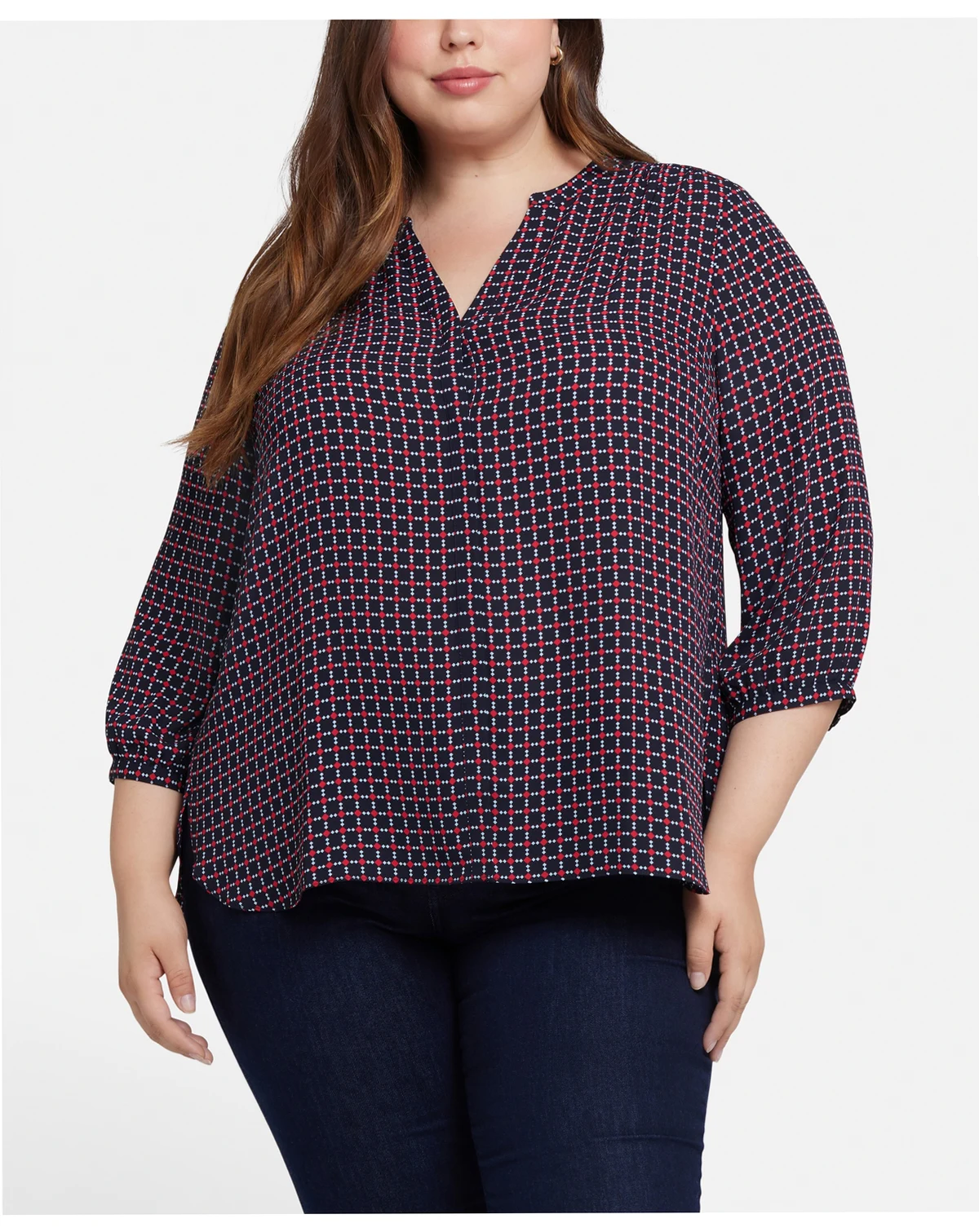 Plus Size Pintuck V-Neck Top