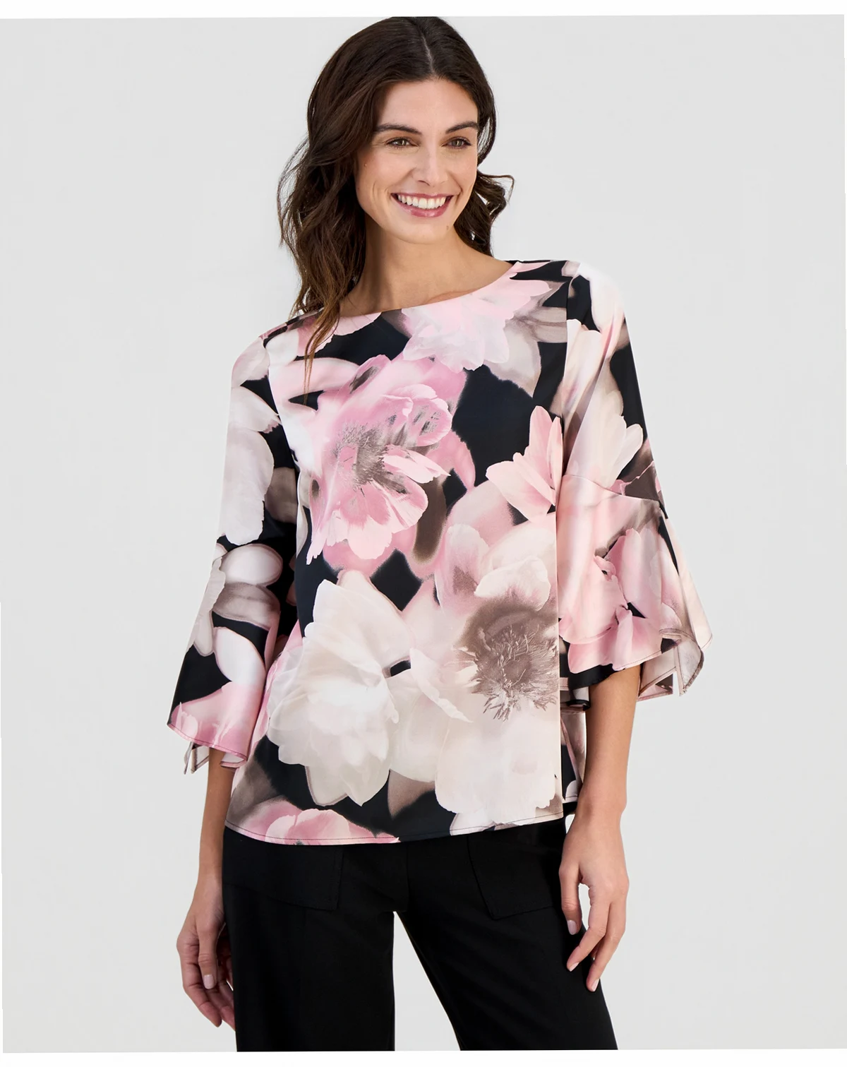 Women's Floral-Printed Flare Sleeves Blouse