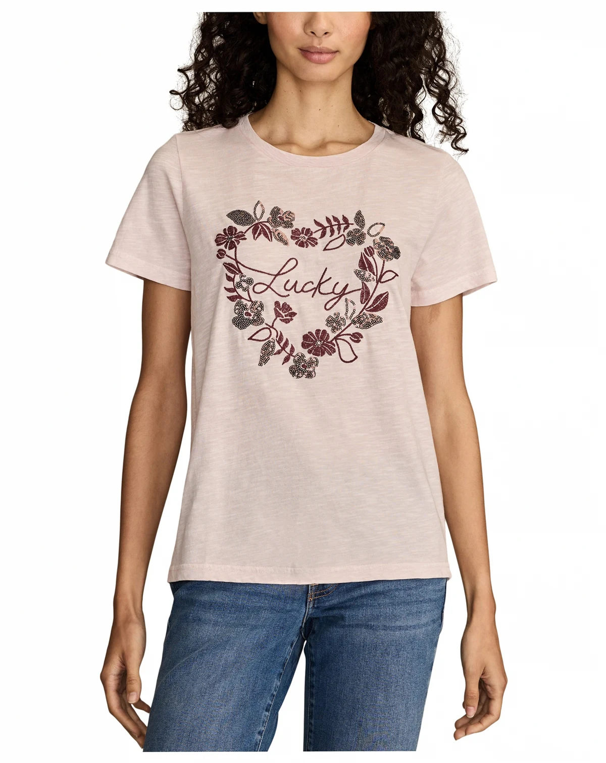 Women's Floral Heart Classic Crewneck T-Shirt