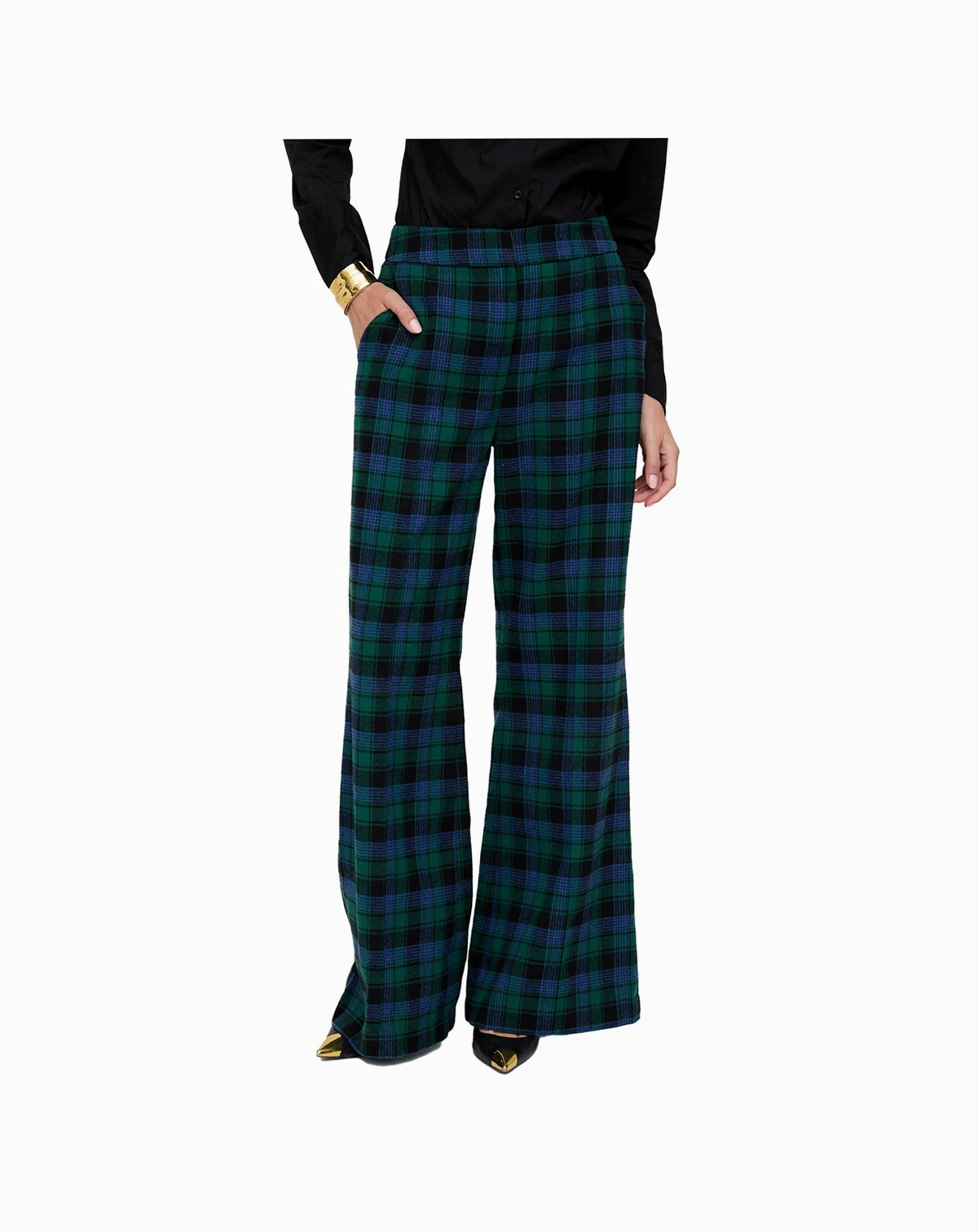 Women's Zena Flared Prince Of Wales Check Print Trouser