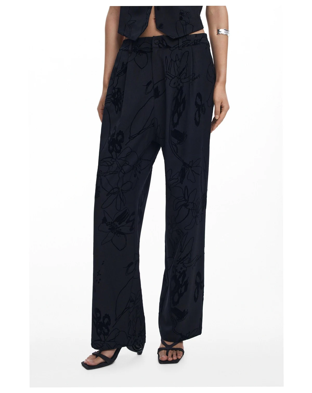 Women's Flocked floral pants