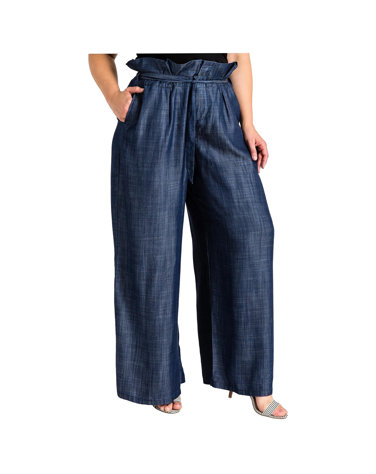 Women's Plus Size Tencel Denim Wide Leg Palazzo Pants