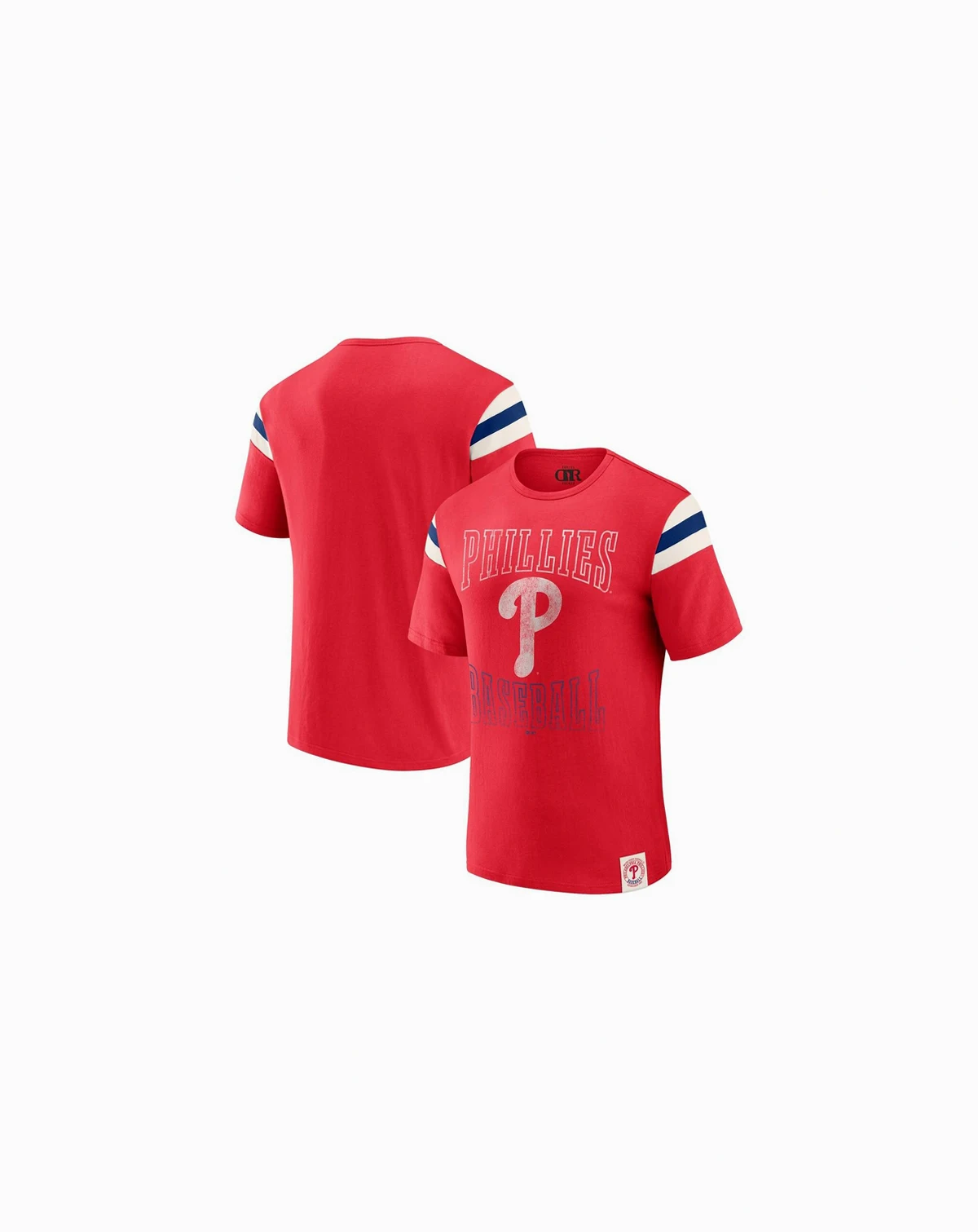 Darius Rucker Collection by Men's Red Philadelphia Phillies Distressed Sleeve Stripe T-Shirt