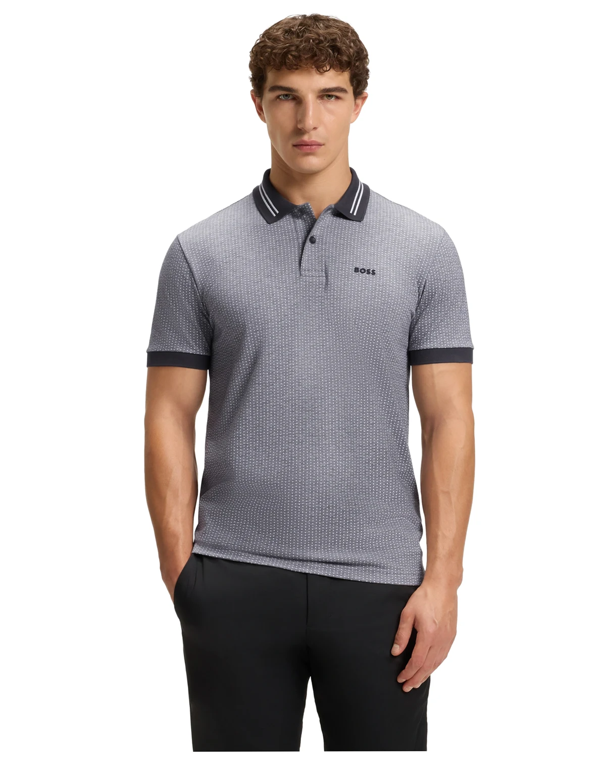 Men's Cotton-Piqué Dot Print Polo Shirt