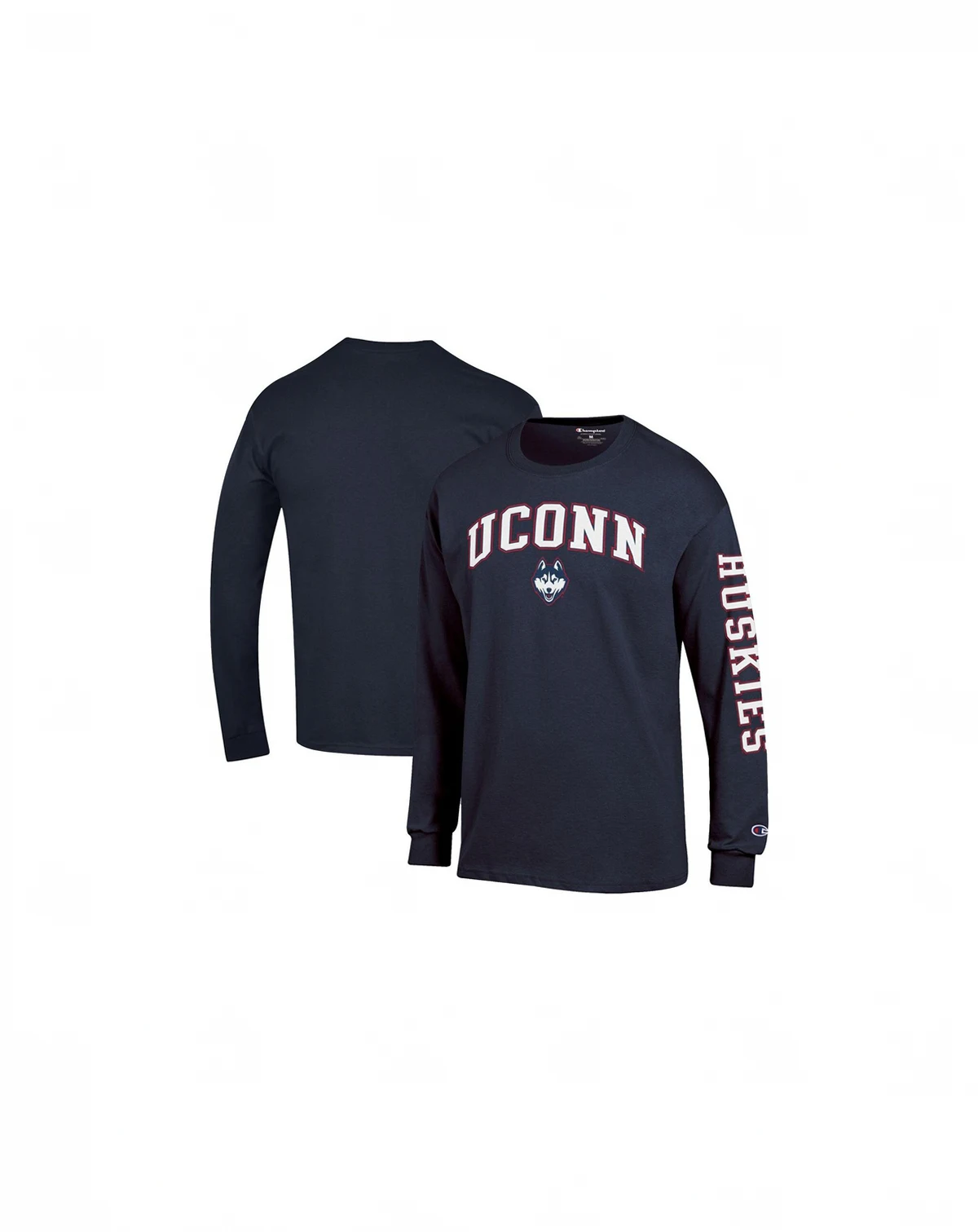 Men's Navy UConn Huskies Arch Over Logo 2-Hit Long Sleeve T-Shirt