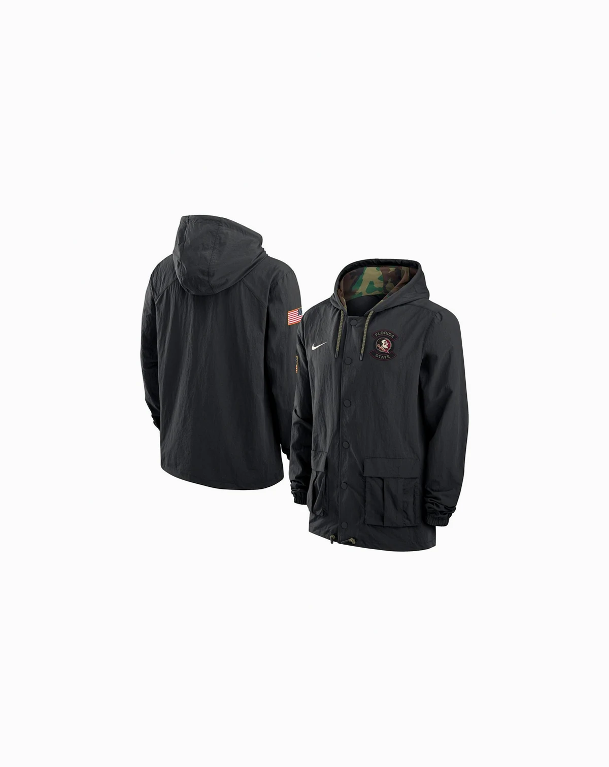 Men's Black Florida State Seminoles 2025 NCAA Military Appreciation Full-Snap Jacket