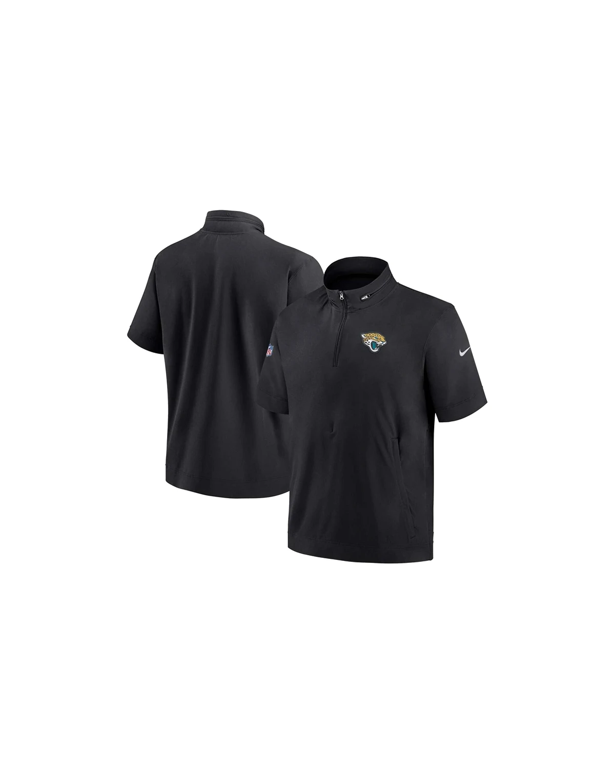 Men's Black Jacksonville Jaguars Sideline Coach Short Sleeve Hoodie Quarter-Zip Jacket