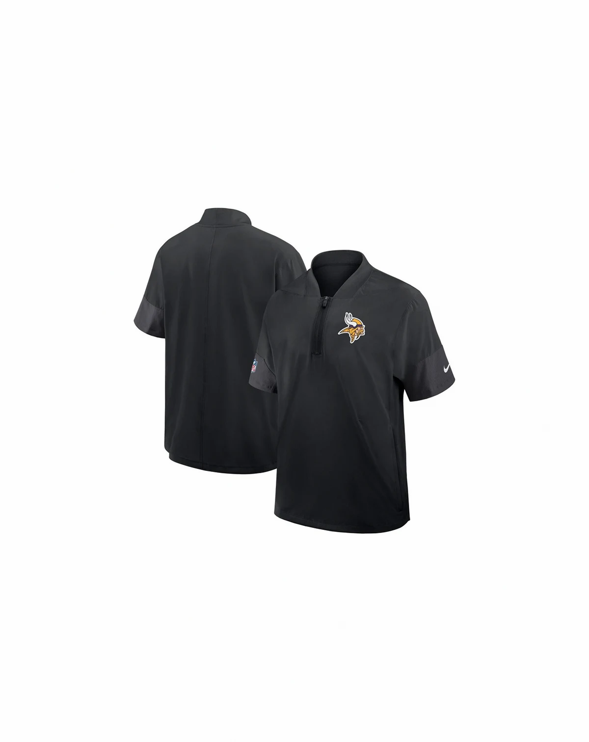 Men's Black Minnesota Vikings Sideline Short Sleeve Quarter-Zip Performance Coach Jacket