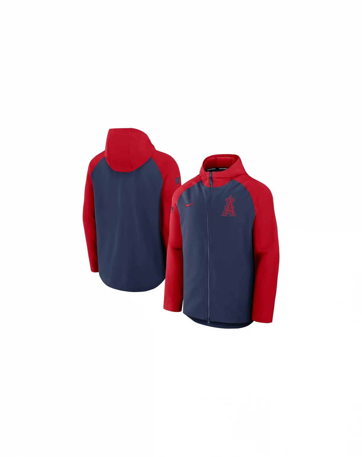 Men's Navy/Red Los Angeles Angels Authentic Collection Raglan Performance Full-Zip Jacket
