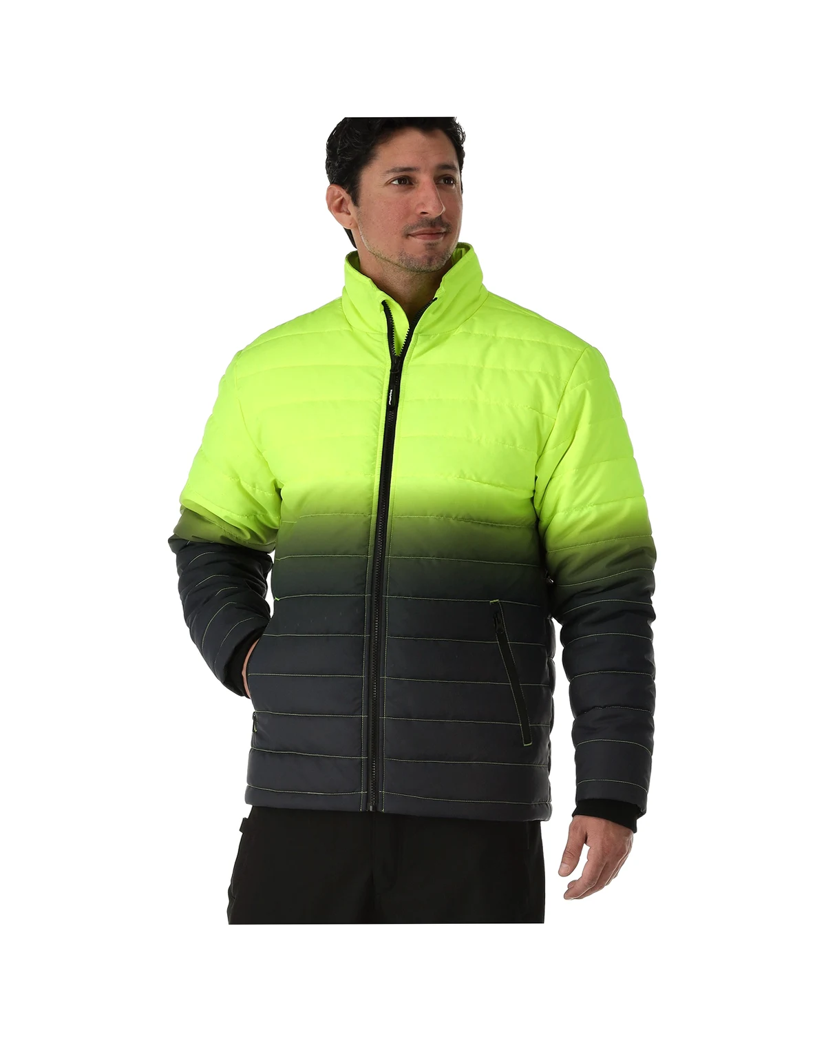 Big & Tall Enhanced Visibility Quilted Jacket - High-Visibility, Insulated, Lightweight Work Coat for Cold Weather