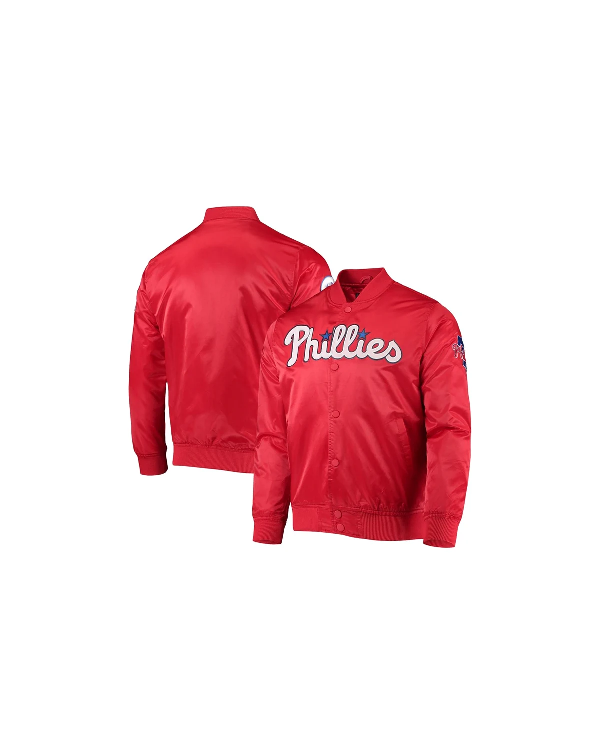 Men's Red Philadelphia Phillies Wordmark Satin Full-Snap Jacket