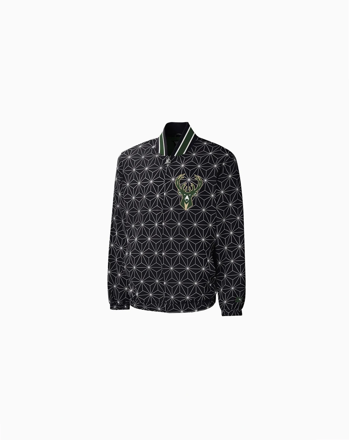 Men's Black Milwaukee Bucks In-Field Play Fashion Satin Full-Zip Varsity Jacket