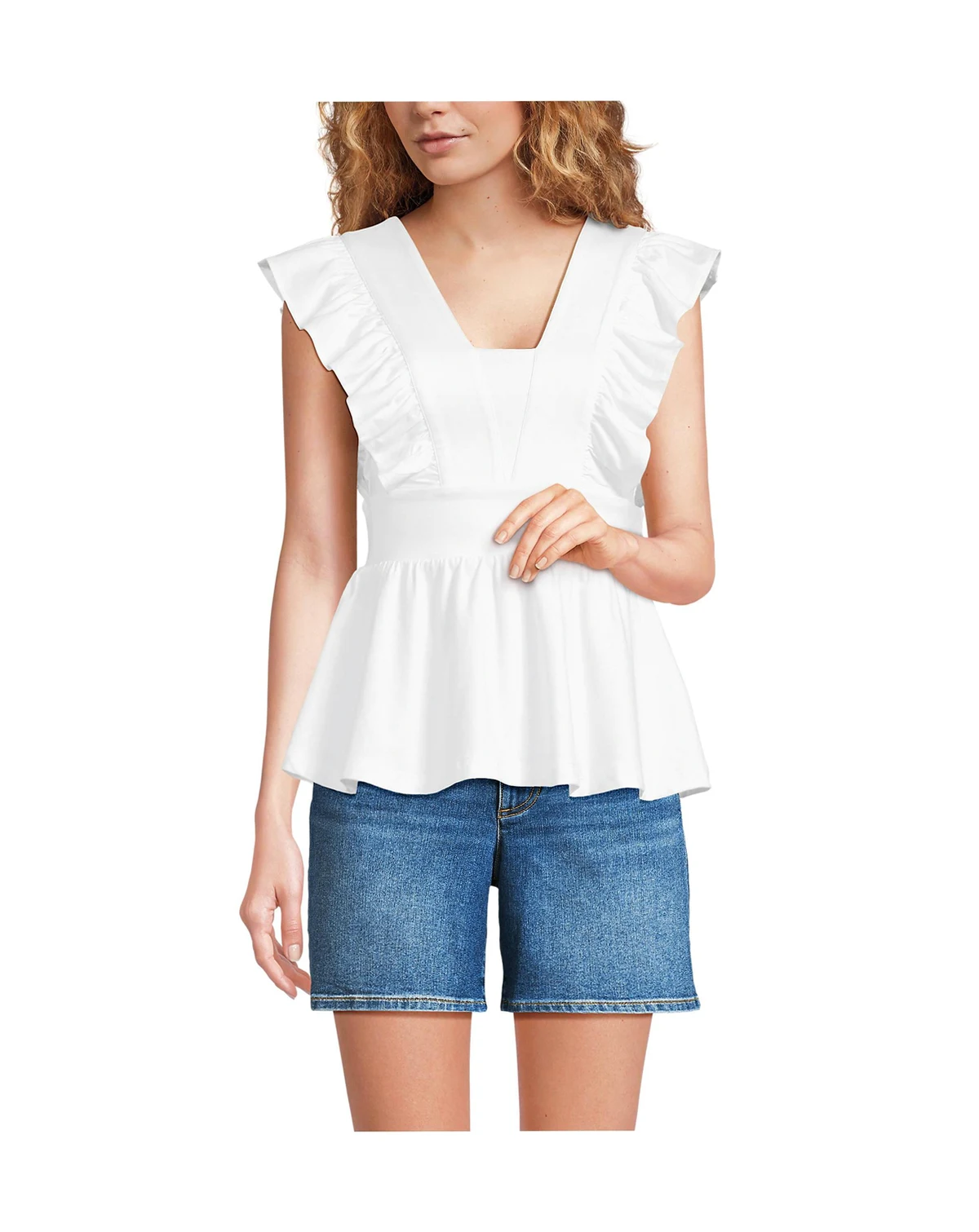 Women's Lightweight Jersey Ruffle Peplum Top