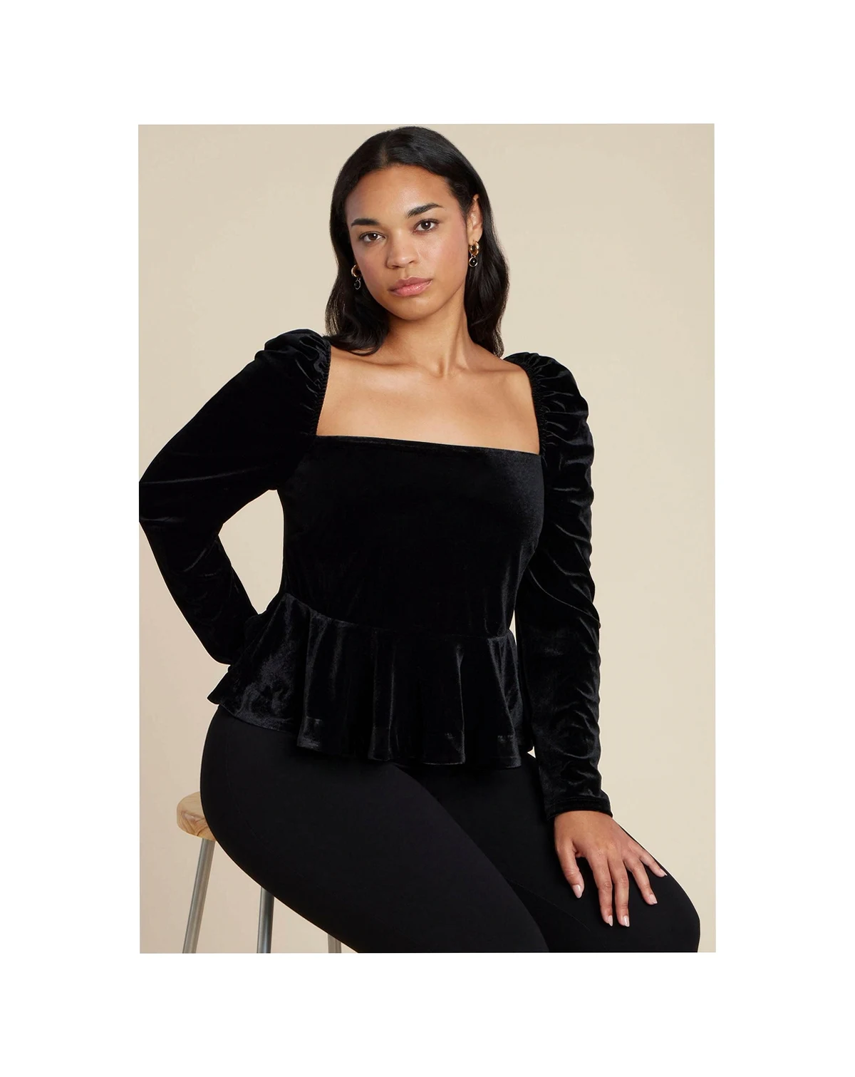 Women's Velvet Peplum Top