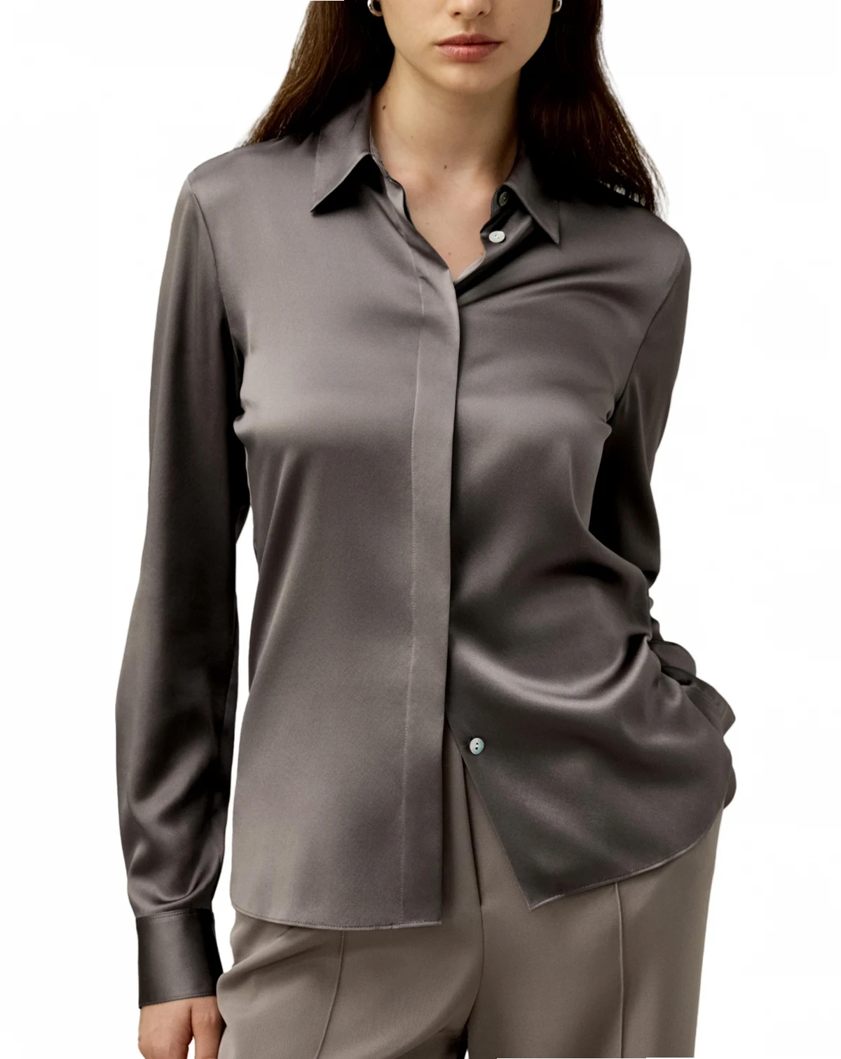 Women's Elegant Silhouette Silk Shirt