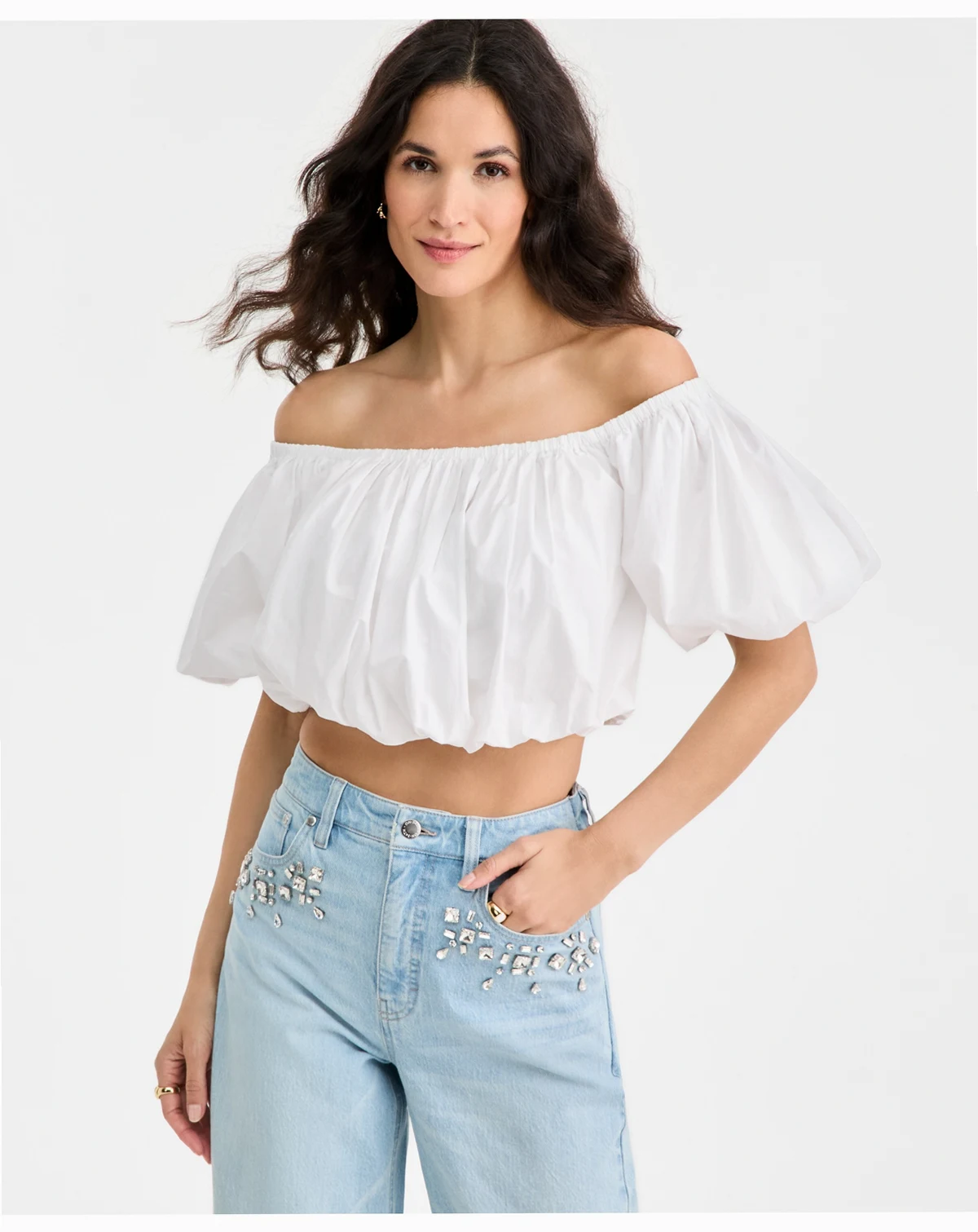 Women's Off Shoulder Bubble Top, Macy's Exclusive