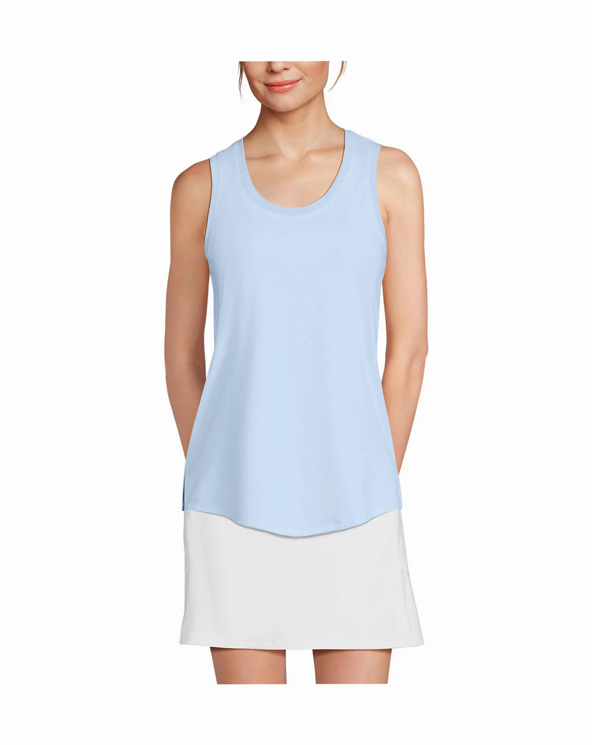 Women's Sleeveless Power Performance Scoop Neck Curved Hem Tunic Tank