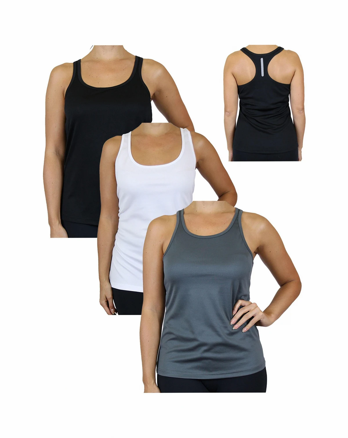 Women's Moisture Wicking Racerback Tanks-3 Pack
