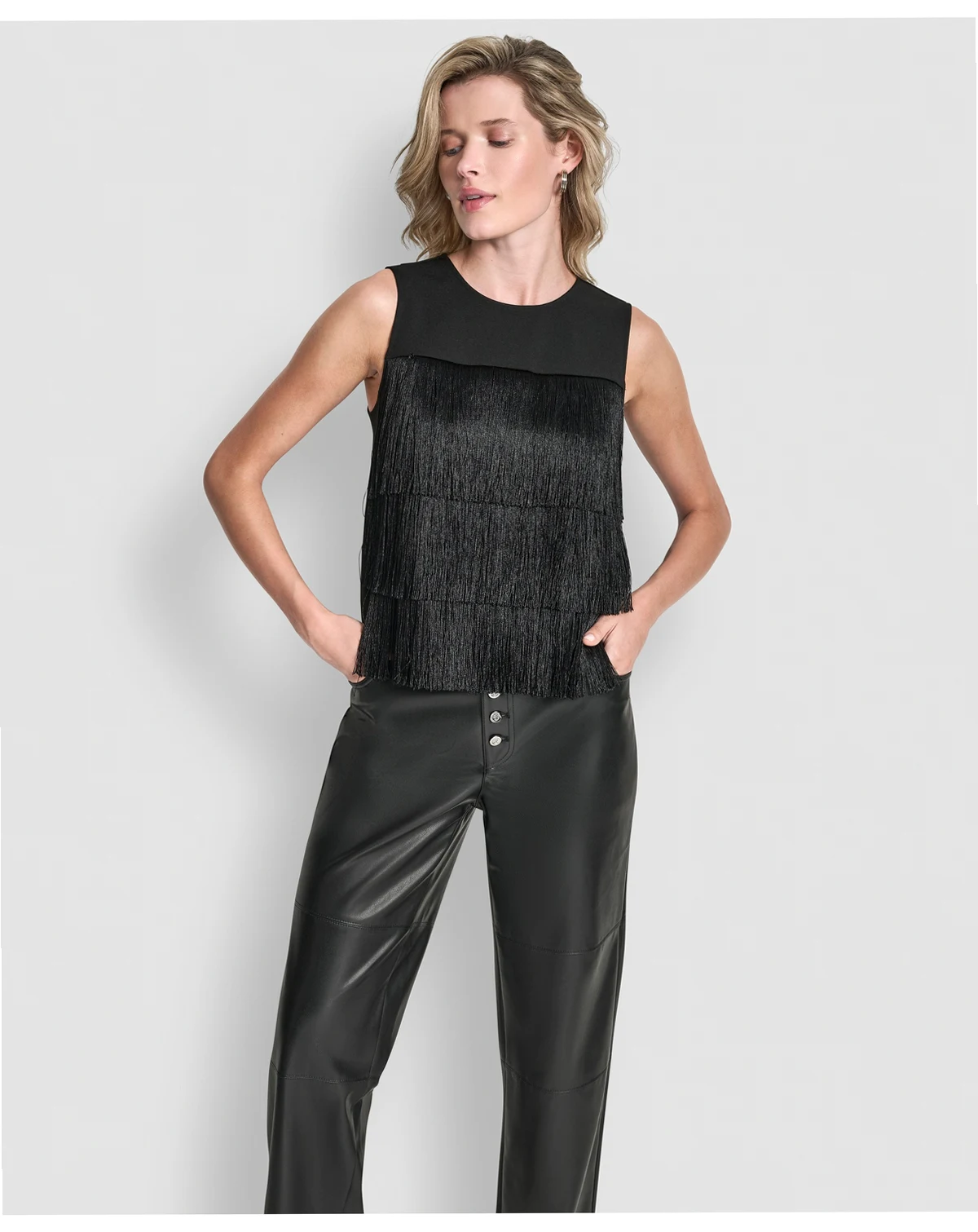 Women's Tiered Fringe Sleeveless Blouse