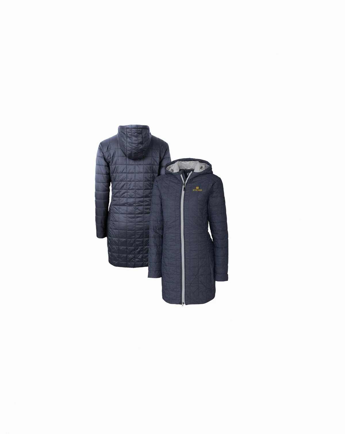 Women's Heather Navy Notre Dame Fighting Irish Rainier PrimaLoft Hooded Long Coat