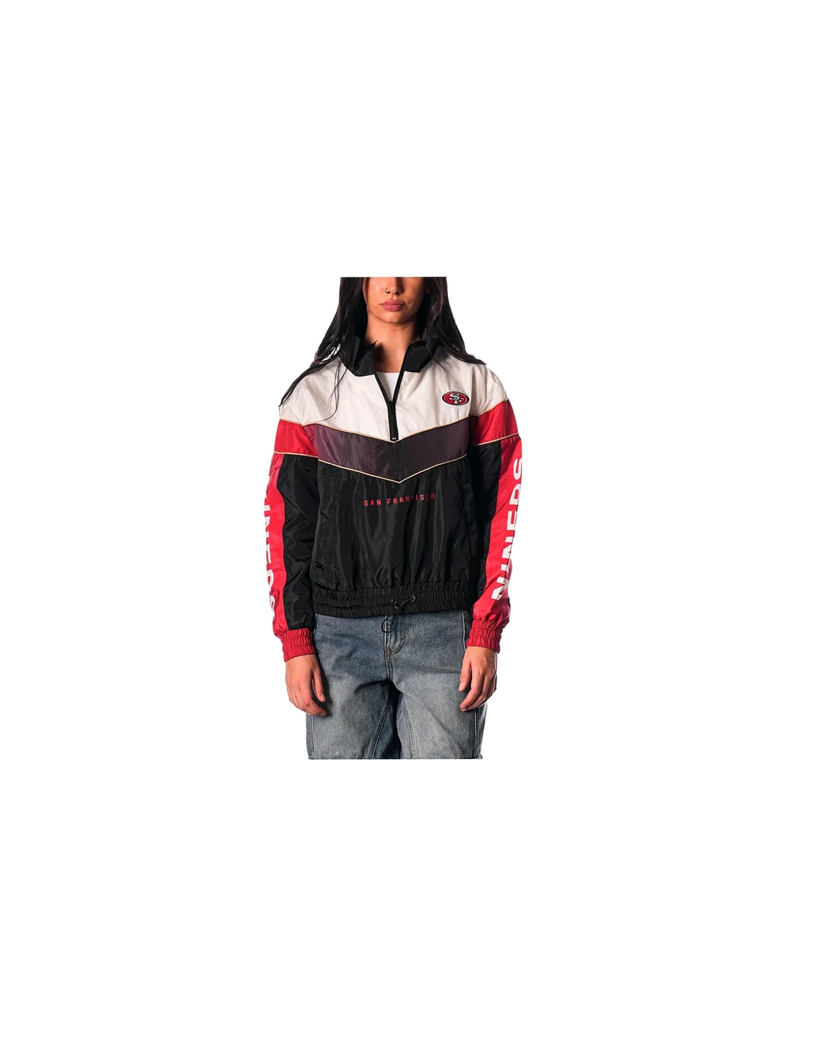 Women's Black San Francisco 49ers 1/4 Zip Track Jacket