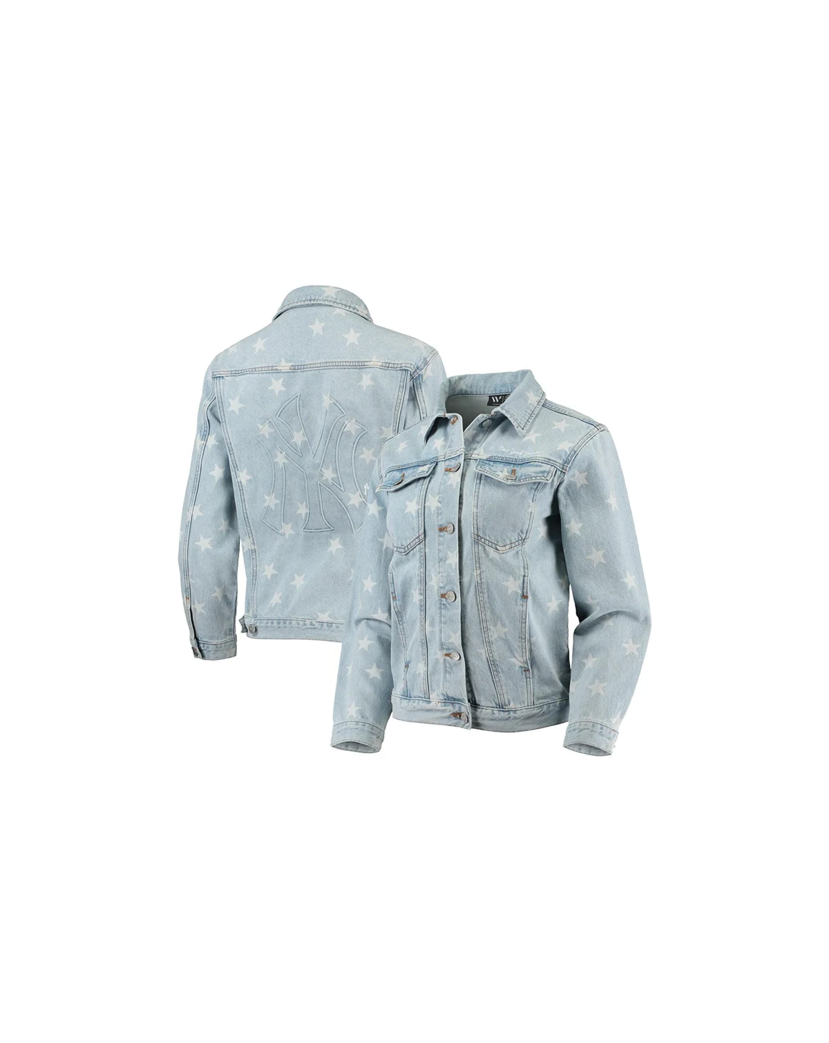 Women's New York Yankees Allover Print Button-Up Denim Jacket