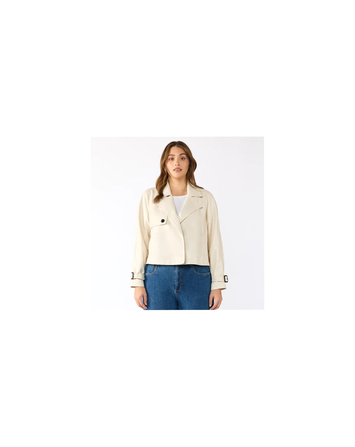 Plus Size Karma Pu Notched Collar Biker Jacket