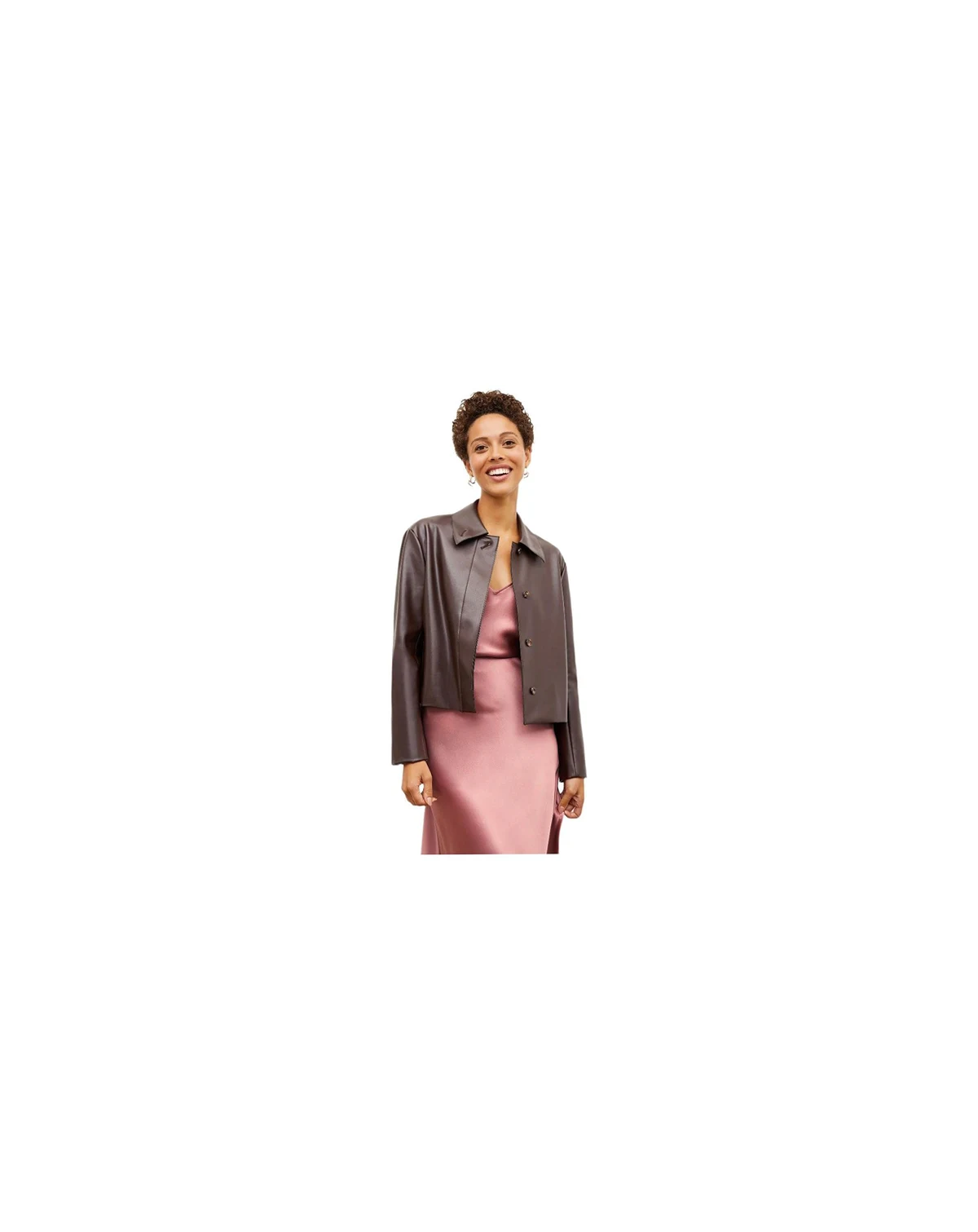 Women's Nicky Faux Leather Cropped Jacket with Back Pleat