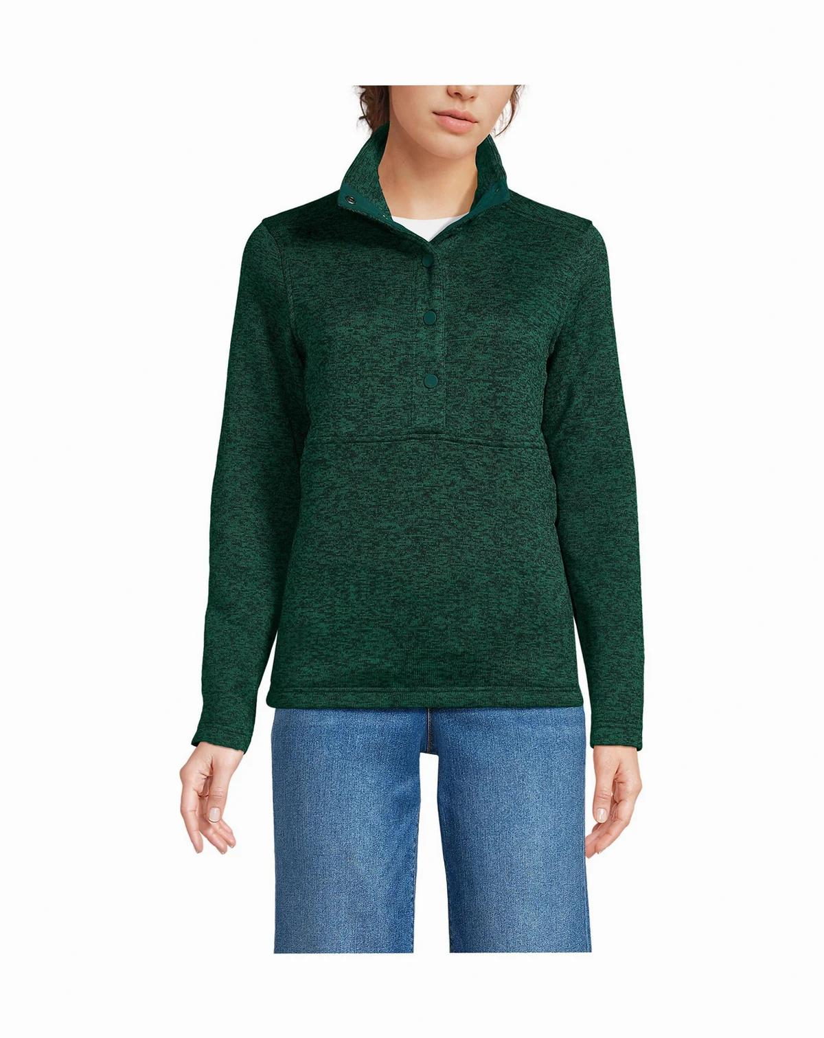 Women's Sweater Fleece Snap Neck Pullover Jacket