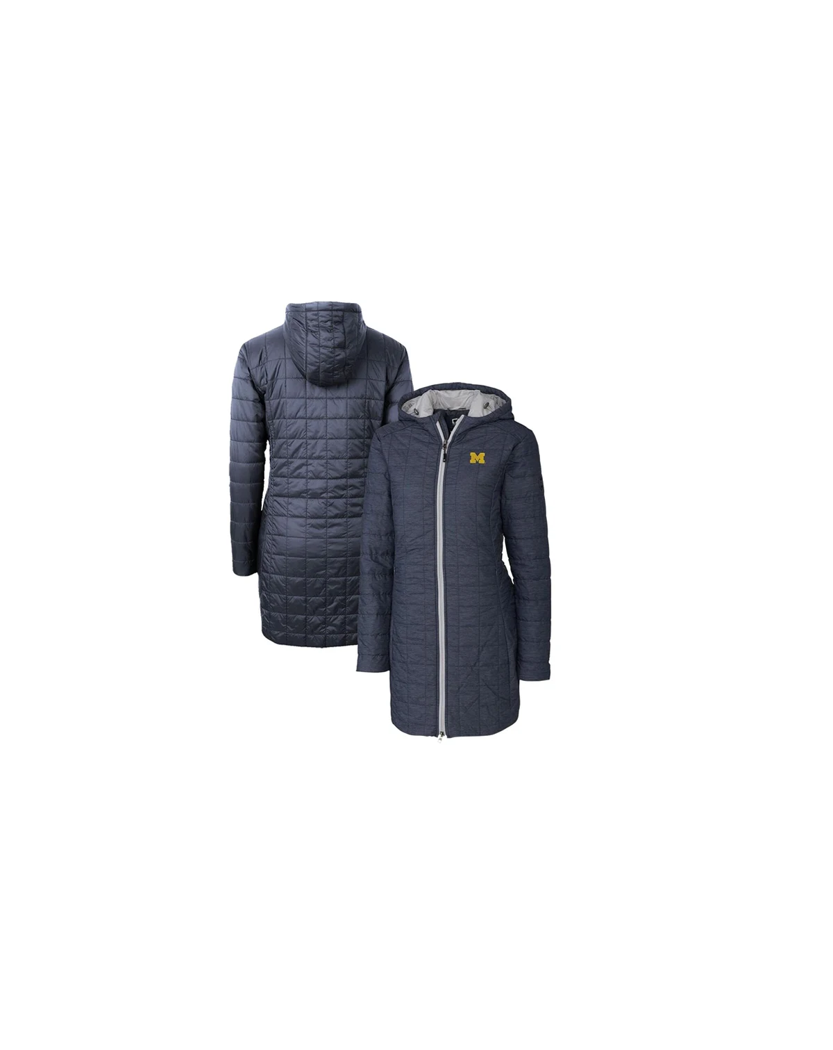 Women's Heather Navy Michigan Wolverines Rainier PrimaLoft Eco Hooded Jacket