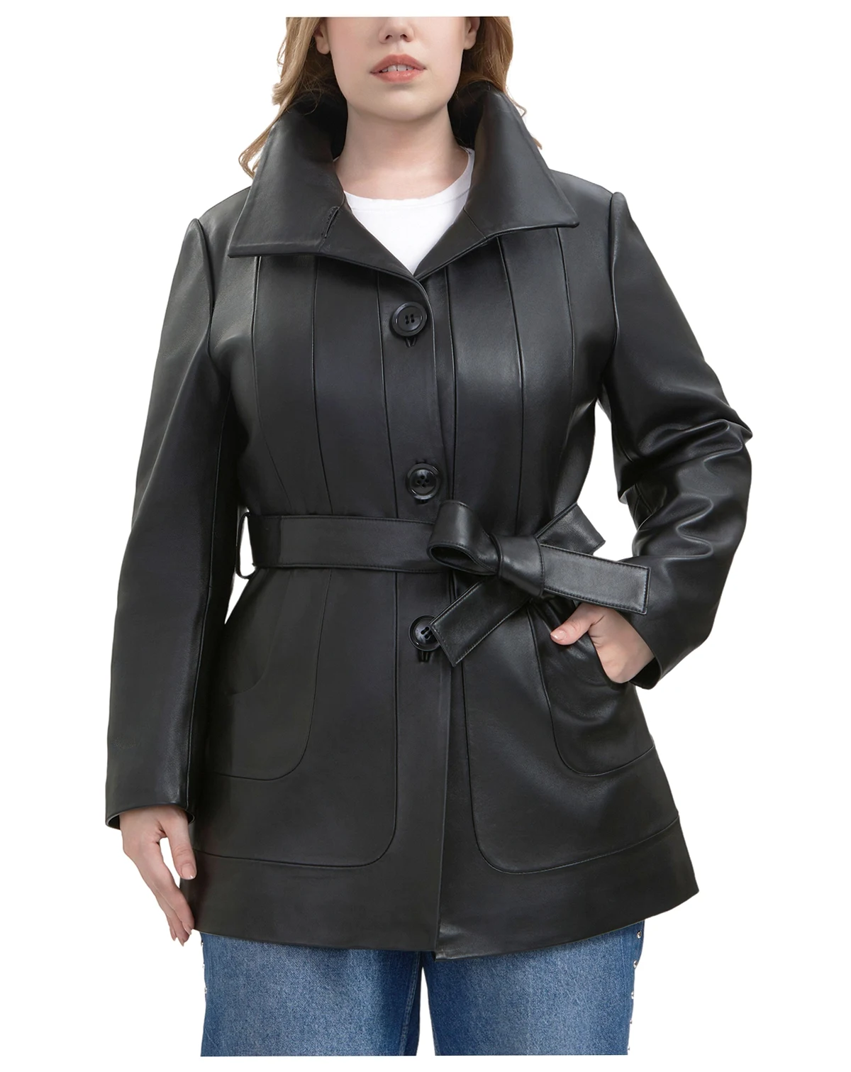 Plus Size Erika Leather Coat