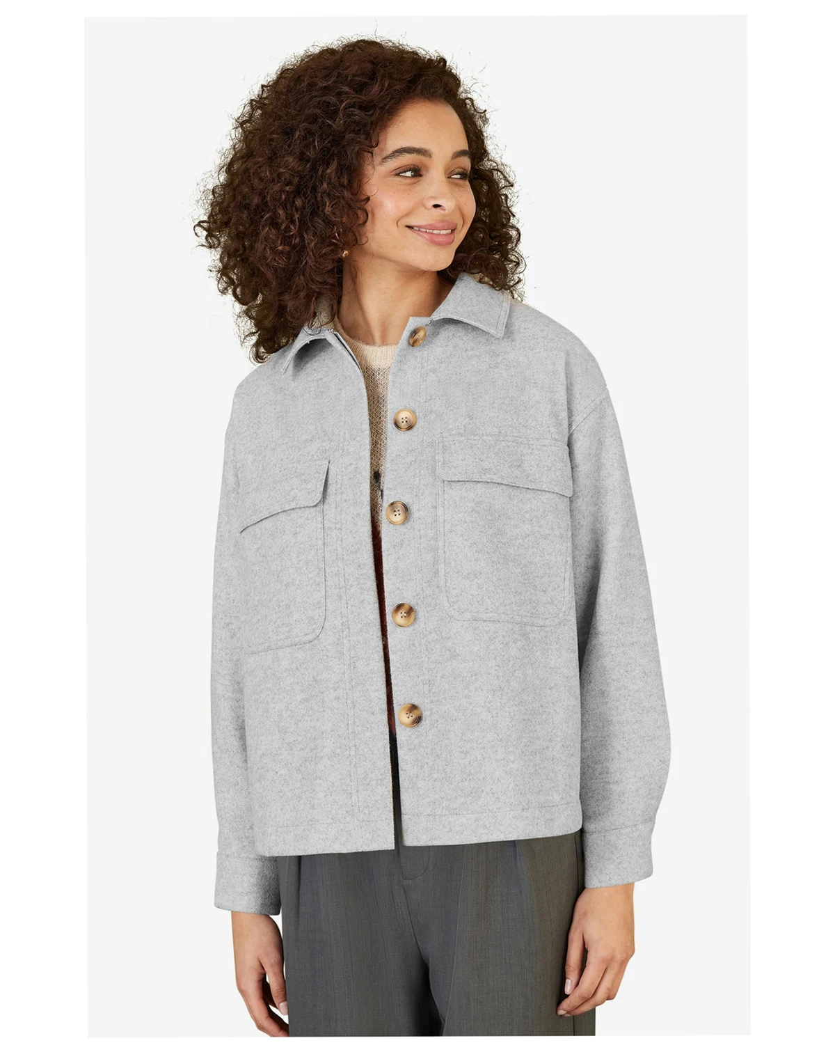 Women's Textured Finish Patch Pocket Shacket