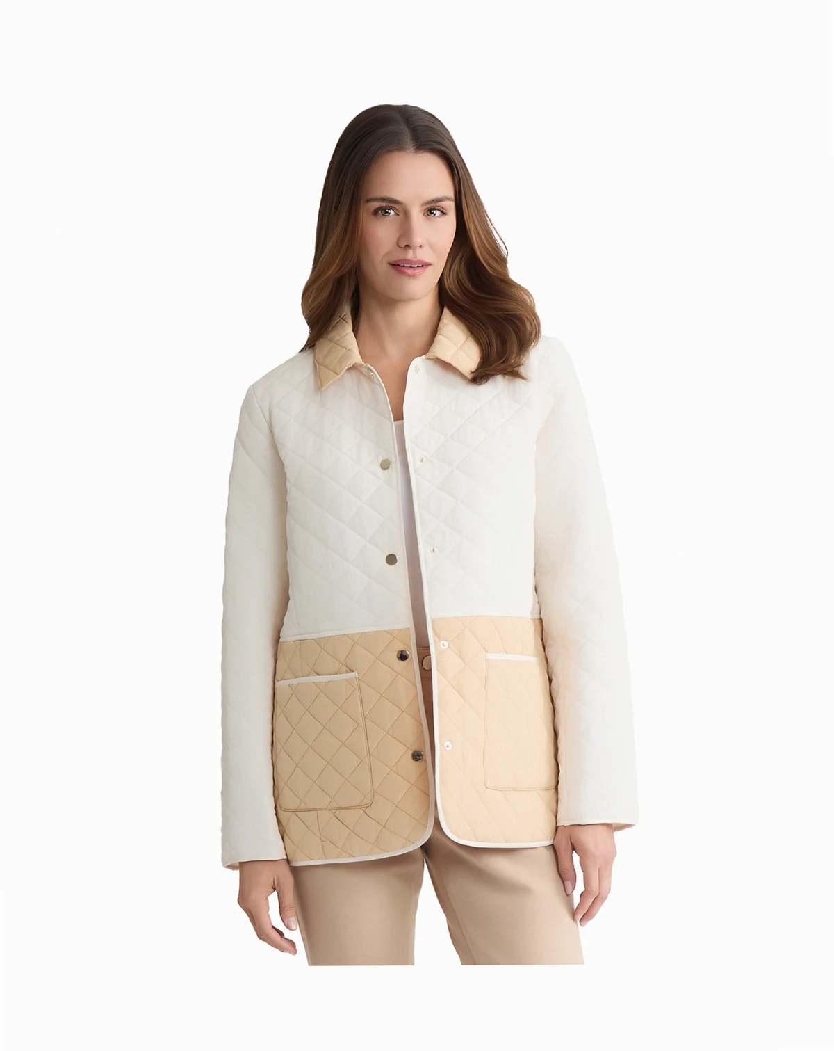 Women's Colorblock Button-Front Quilted Jacket