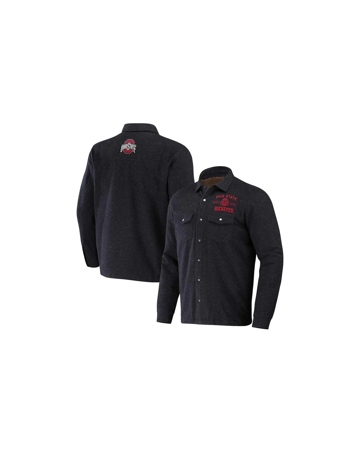 Men's Darius Rucker Collection by Heather Charcoal Ohio State Buckeyes Sherpa-Lined Full-Snap Shacket