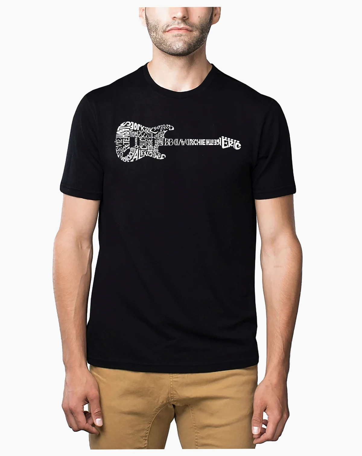 Men's Premium Word Art T-Shirt - Rock Guitar Body Word Art