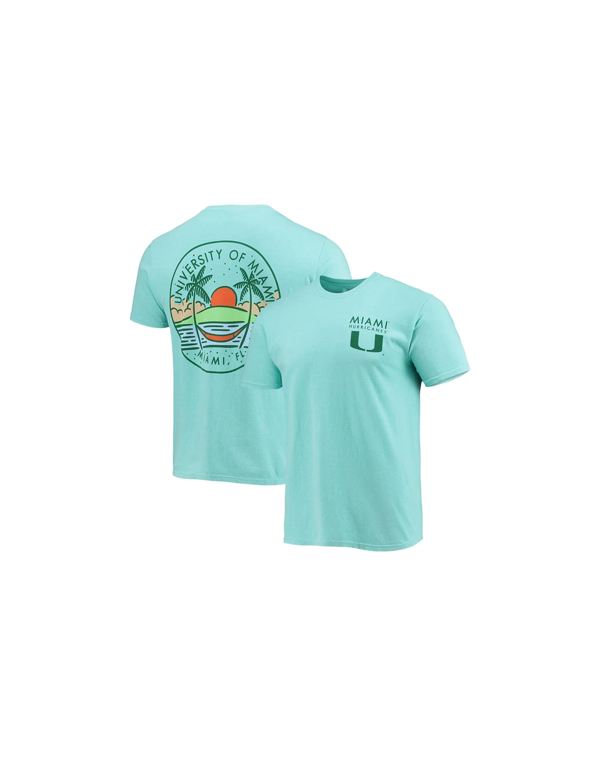 Men's Mint Miami Hurricanes Circle Scene Comfort Colors T-shirt